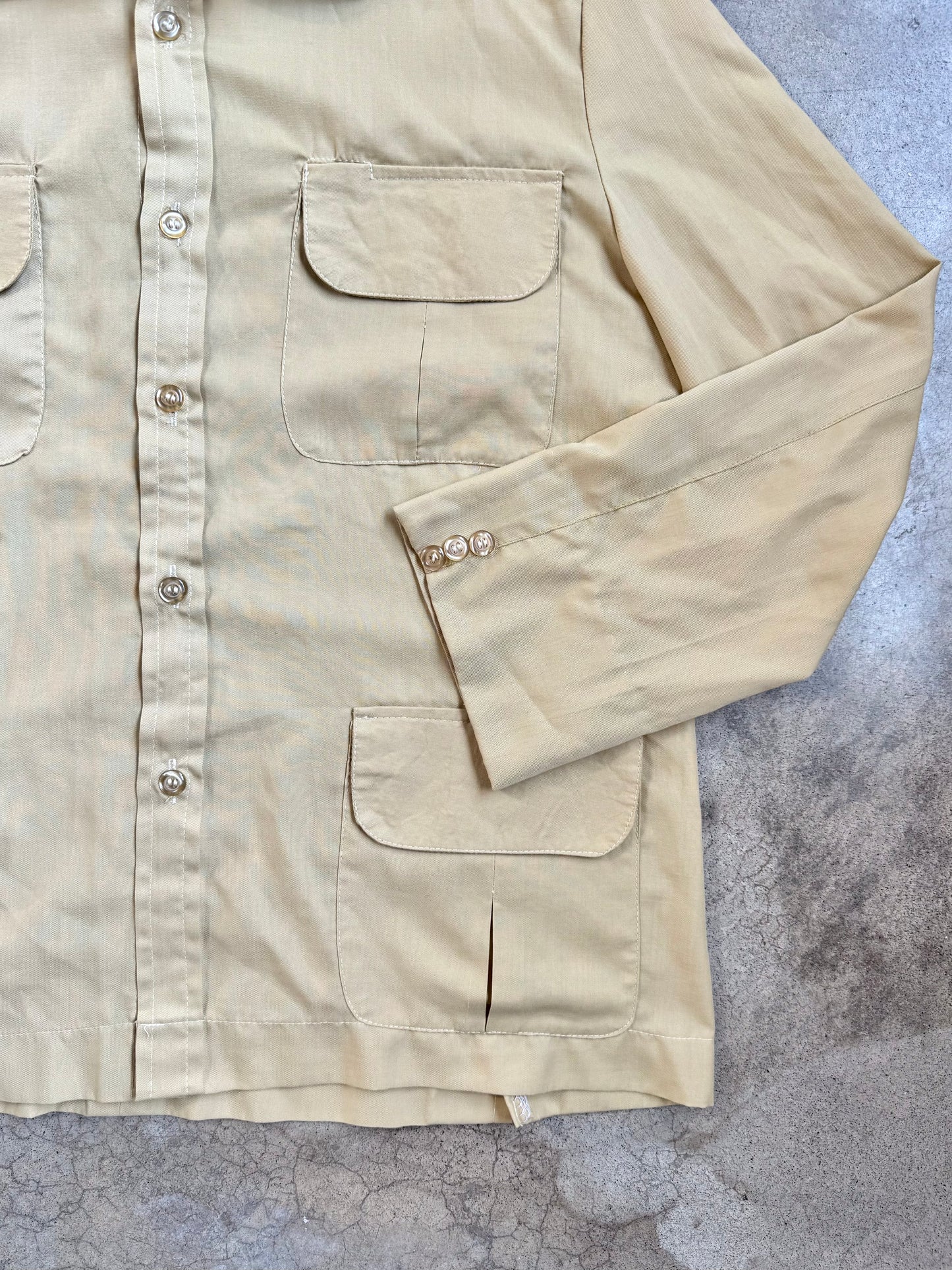 Vintage 1960s Khaki Safari-Style Utility Jacket | Large