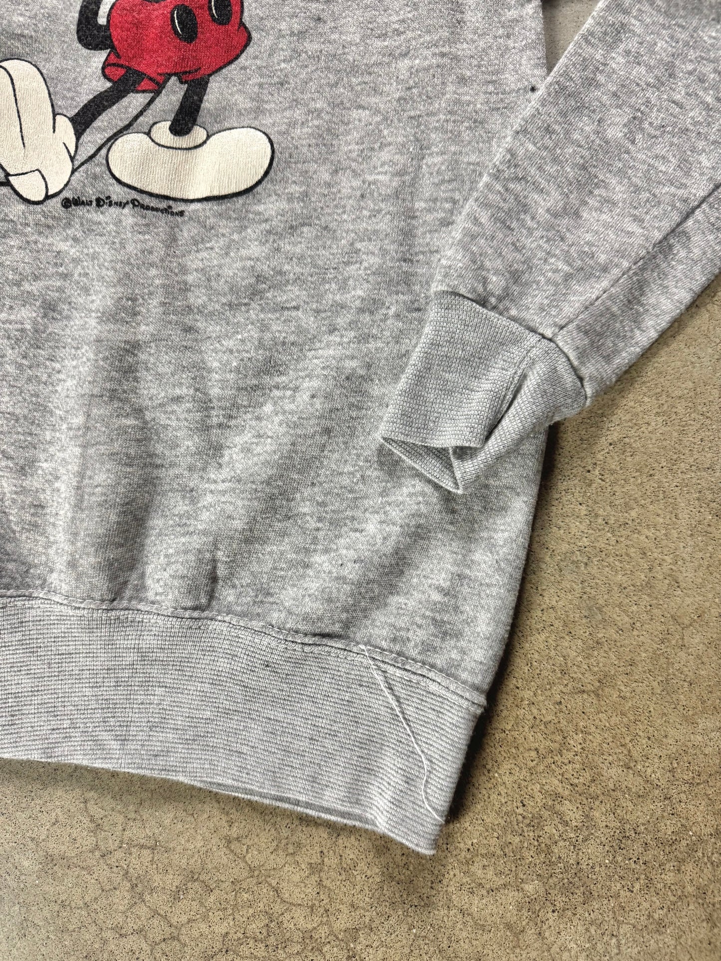 Vintage 1980s Disney Mickey Mouse Grey Raglan Sweatshirt | Youth XL