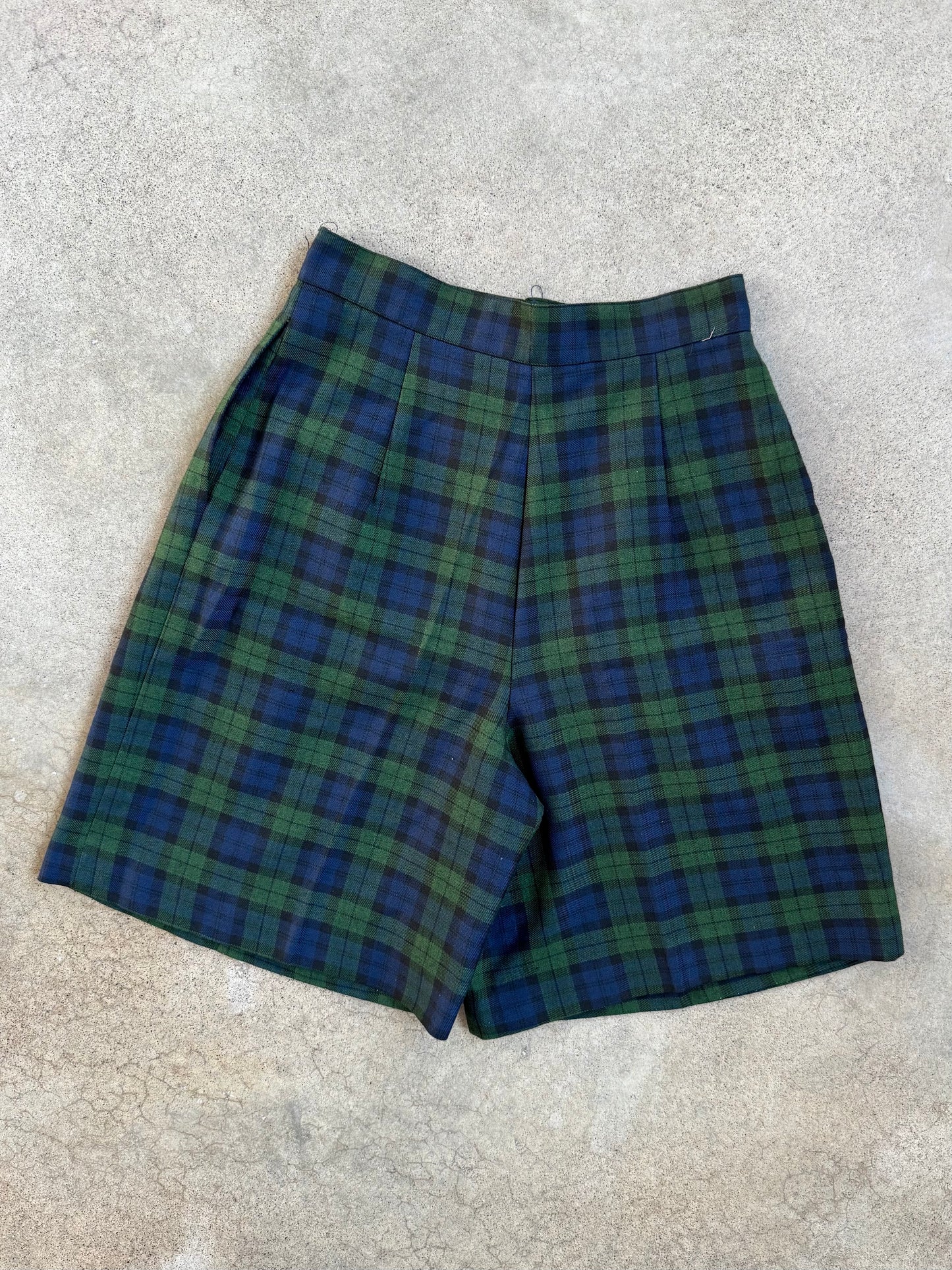 Vintage 1980s Michele Tartan Plaid High-Waisted Pleated Shorts | Waist 26”