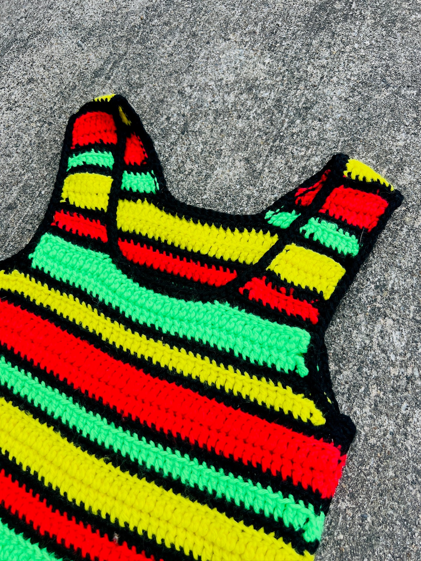 Vintage 1970s Handmade Knit Multi-Color Stripe Tank Top | XS/S