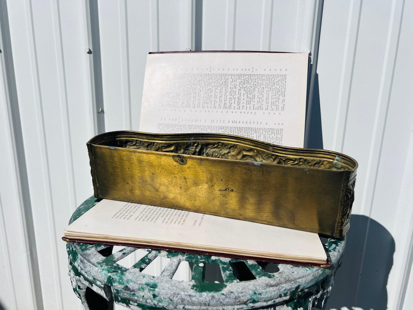 Vintage 1950s French Brass Embossed Window Planter