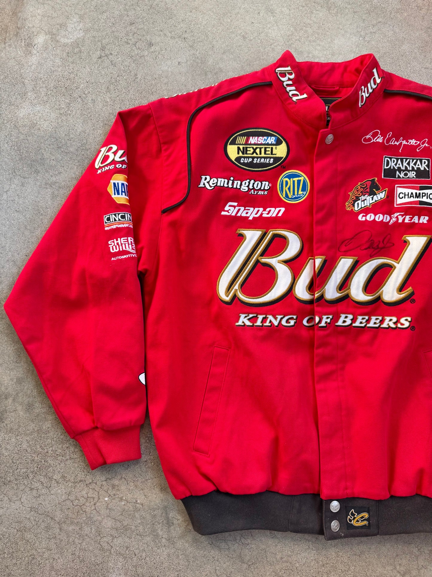 Vintage Chase Authentics NASCAR Autographed Dale Earnhardt Jr. Budweiser Racing Jacket | Large