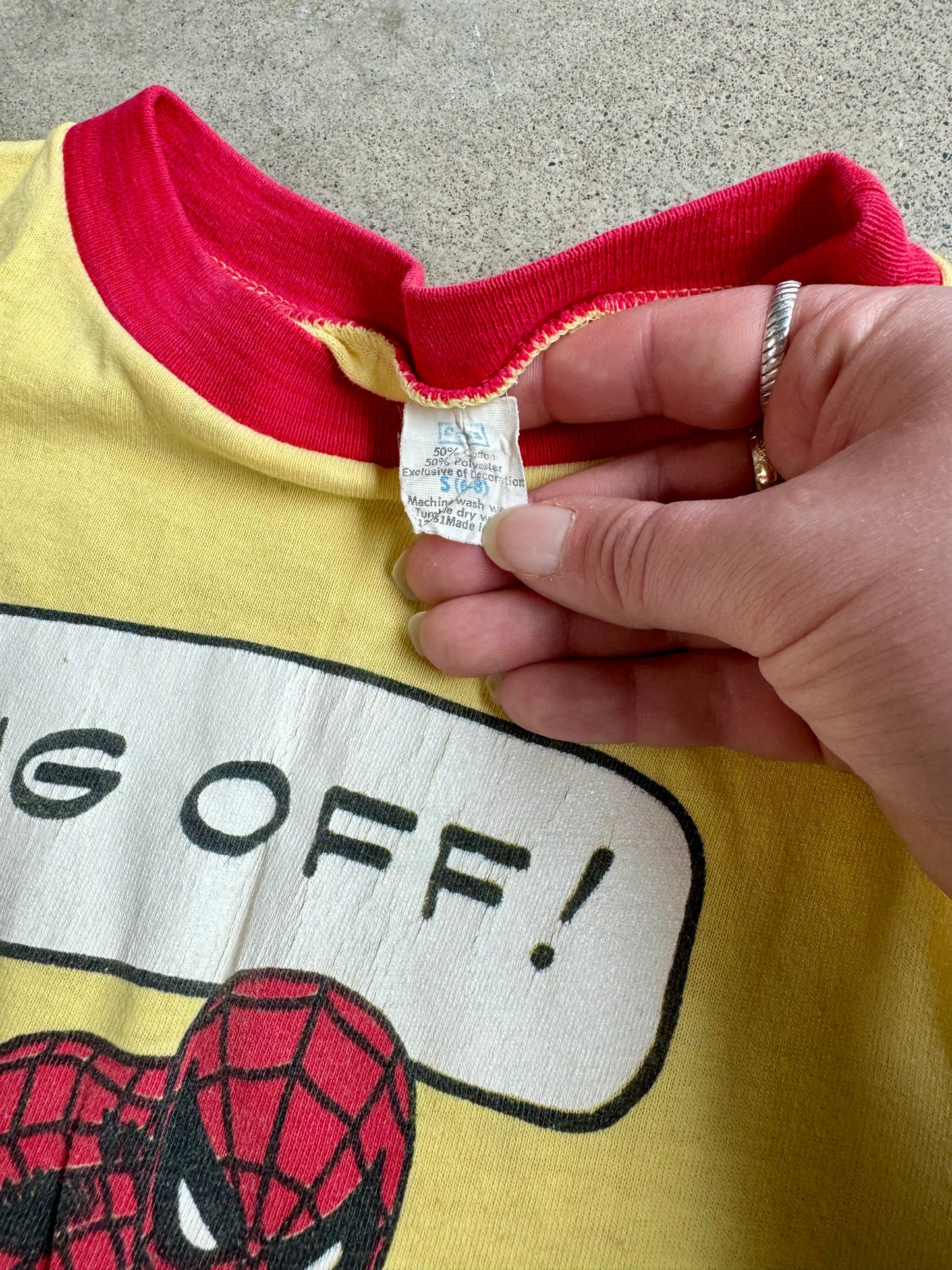 Vintage 1970s Kids’ Spiderman Yellow Graphic Tee | Youth S