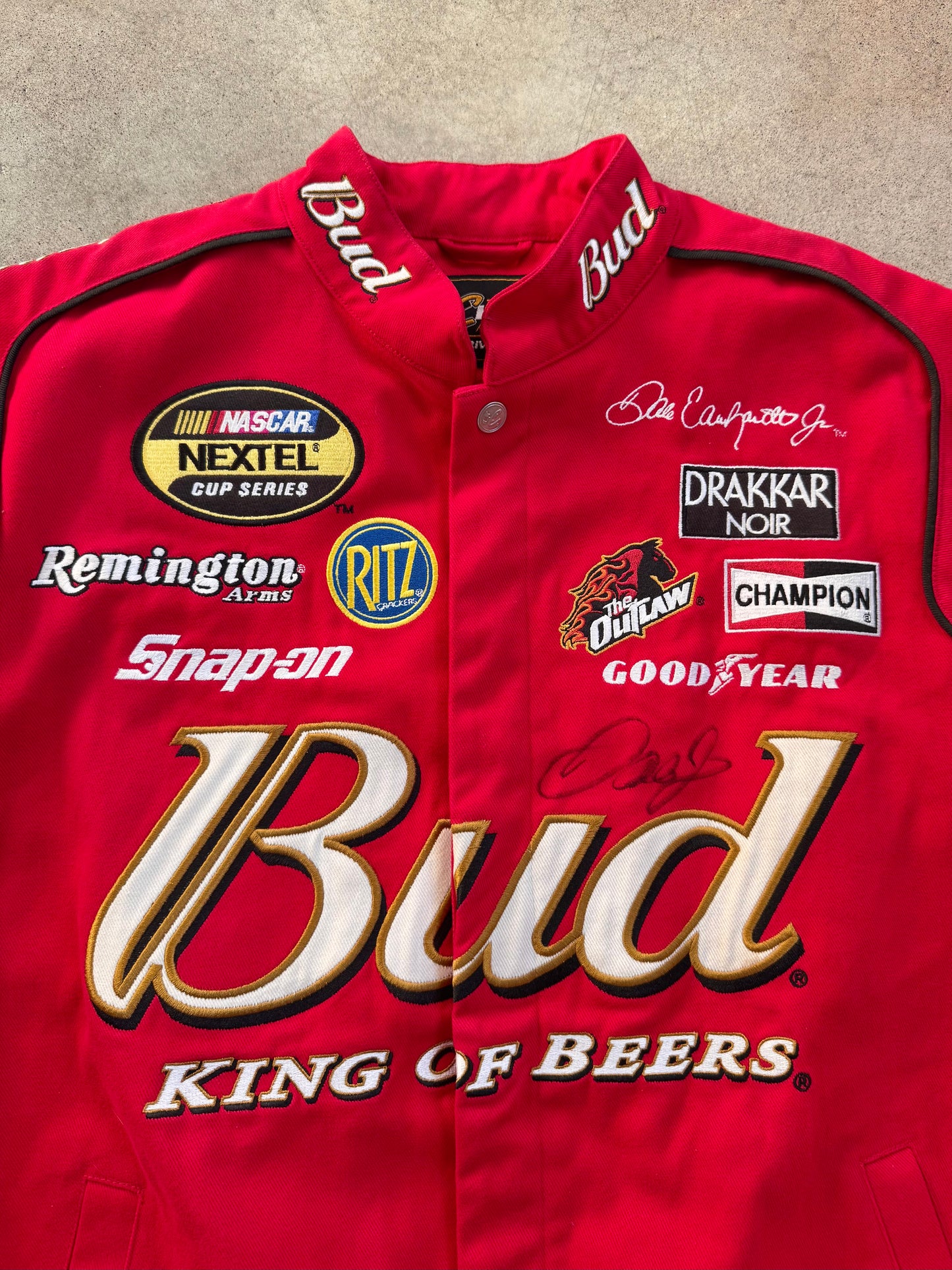 Vintage Chase Authentics NASCAR Autographed Dale Earnhardt Jr. Budweiser Racing Jacket | Large