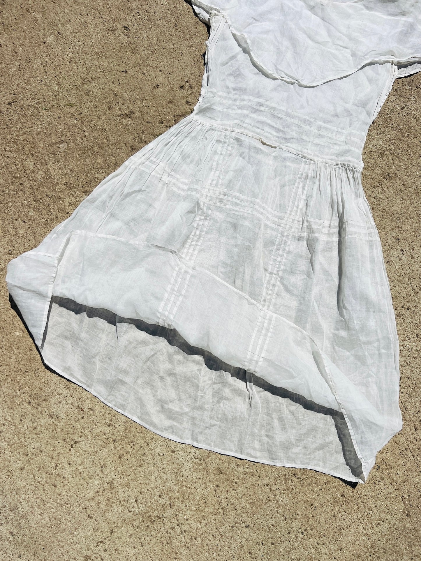 Antique Edwardian Sheer Collared Dress | Small