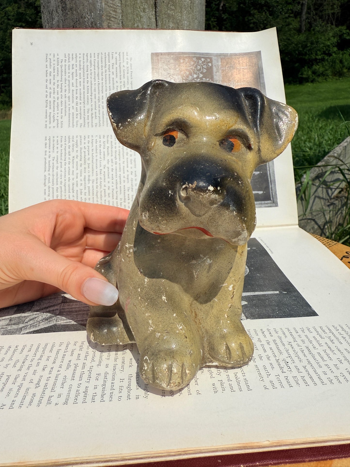 Vintage 1940s Chalkware Dog Figurine