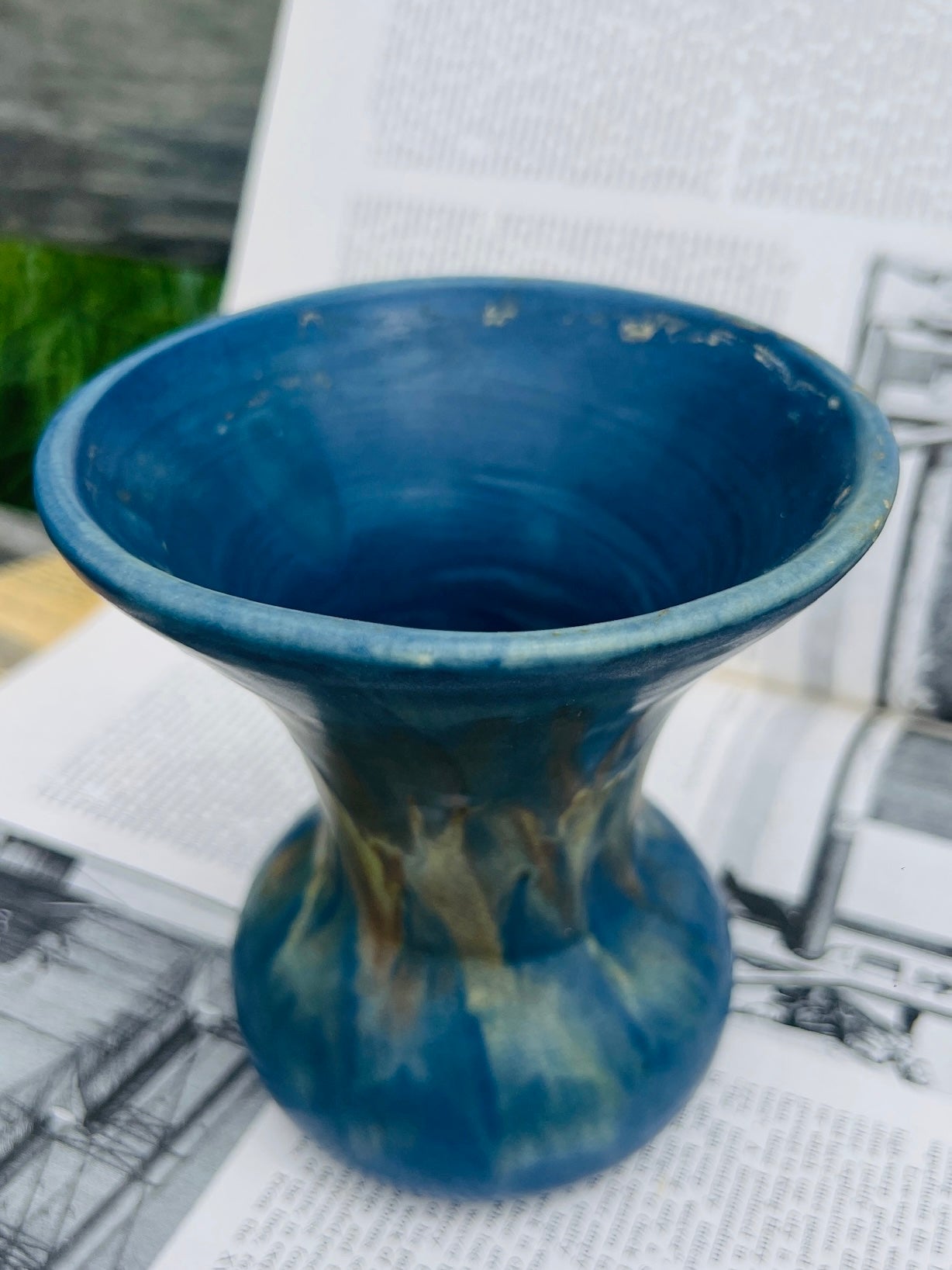 Vintage 1950s Peters & Reed Blue Pottery Vase