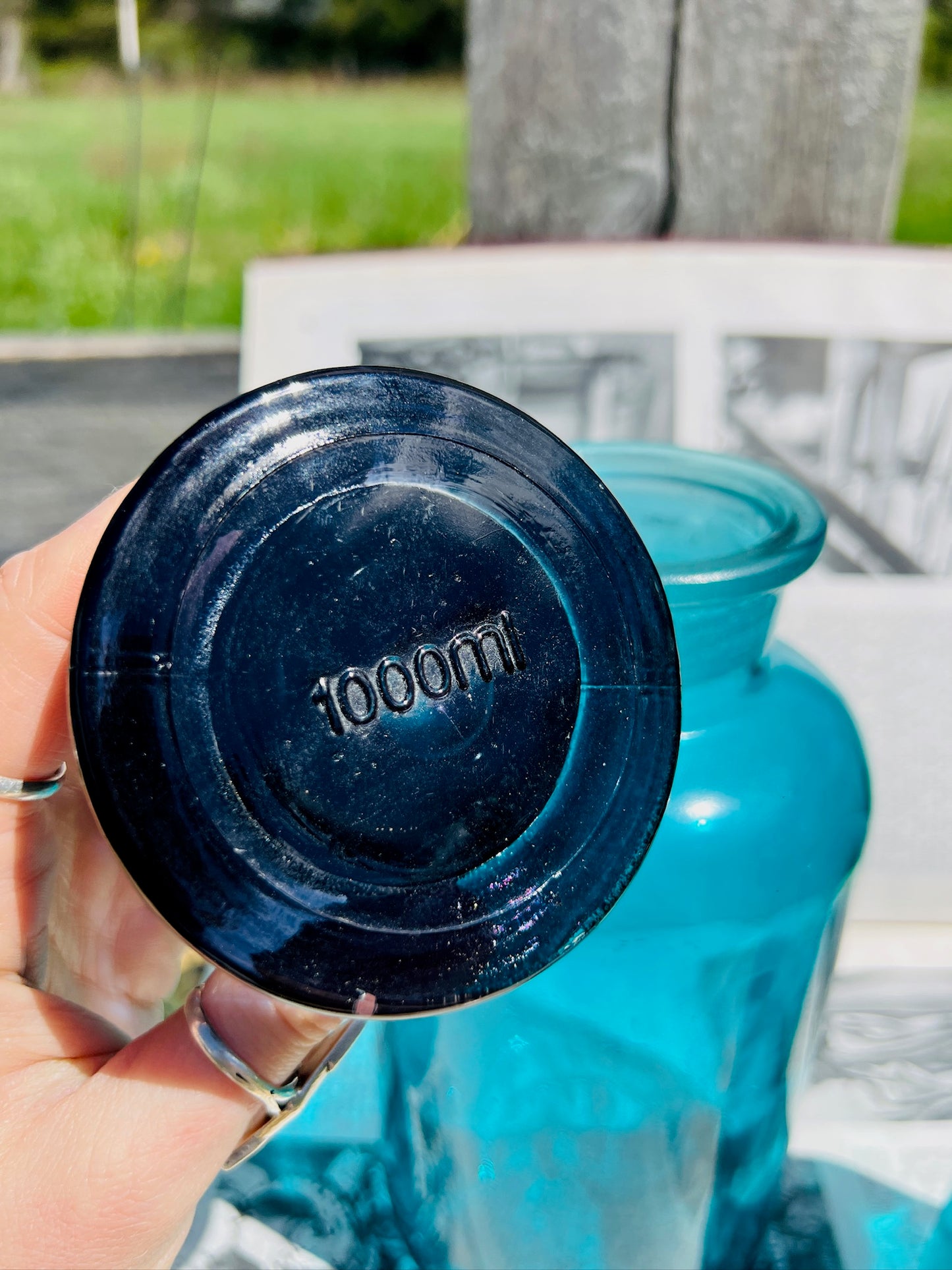 Vintage 1950s Blue Glass Apothecary Jars | Set of 2