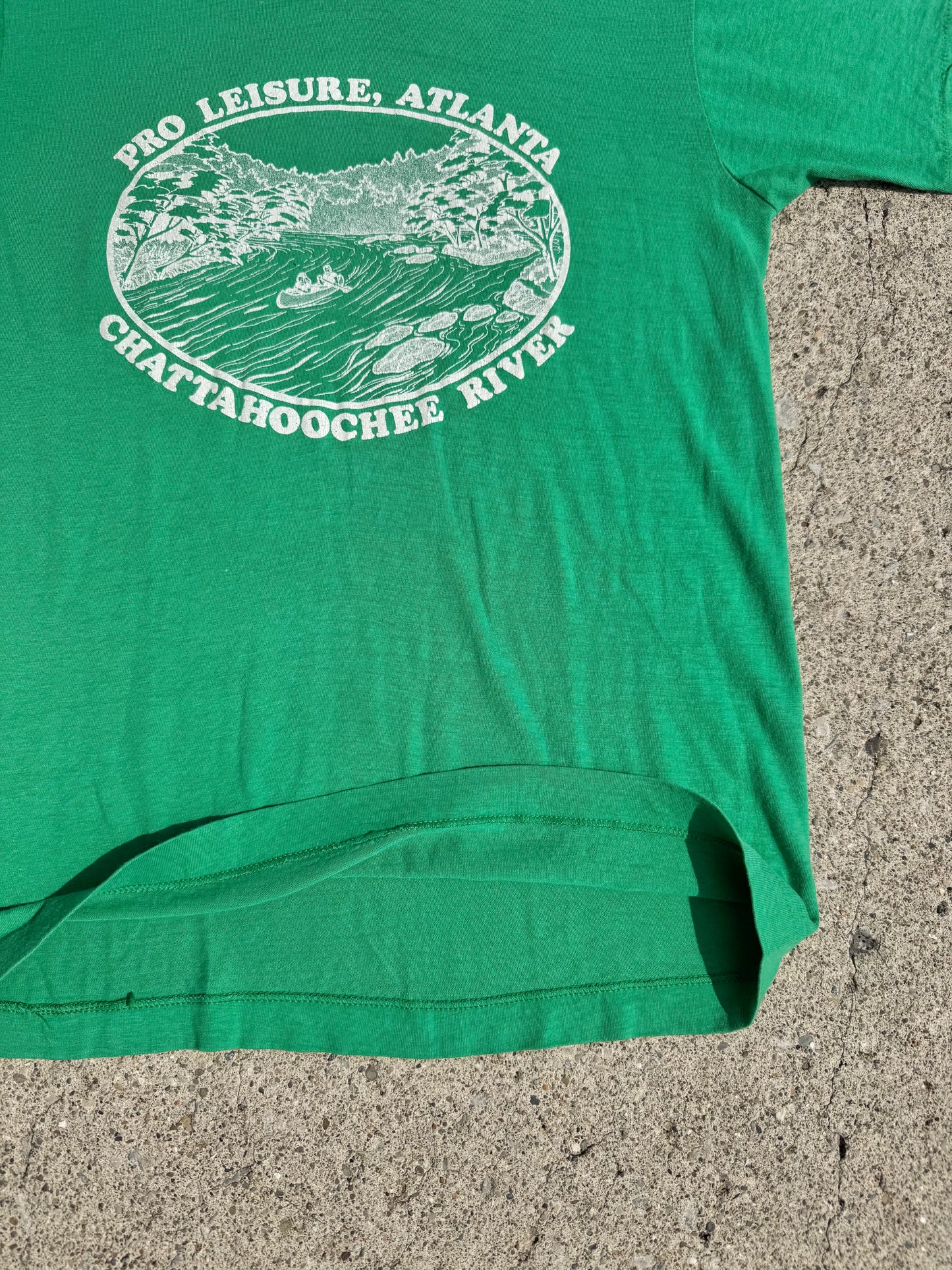 Vintage 1980s Green Chattahoochee River Two-Sided Graphic Tee | S/M
