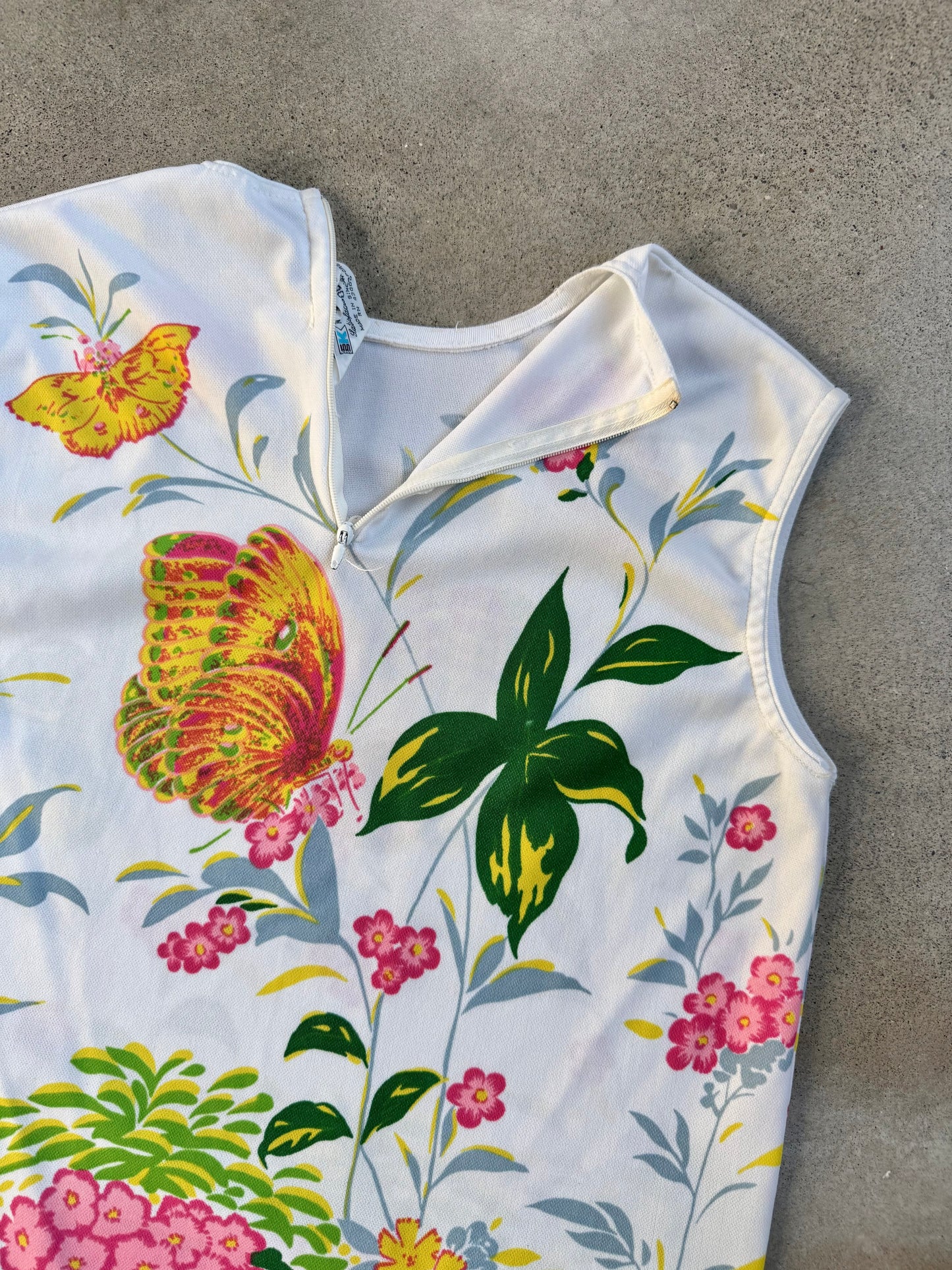Vintage 1960s Kmart Butterfly Print Sleeveless Top | Medium