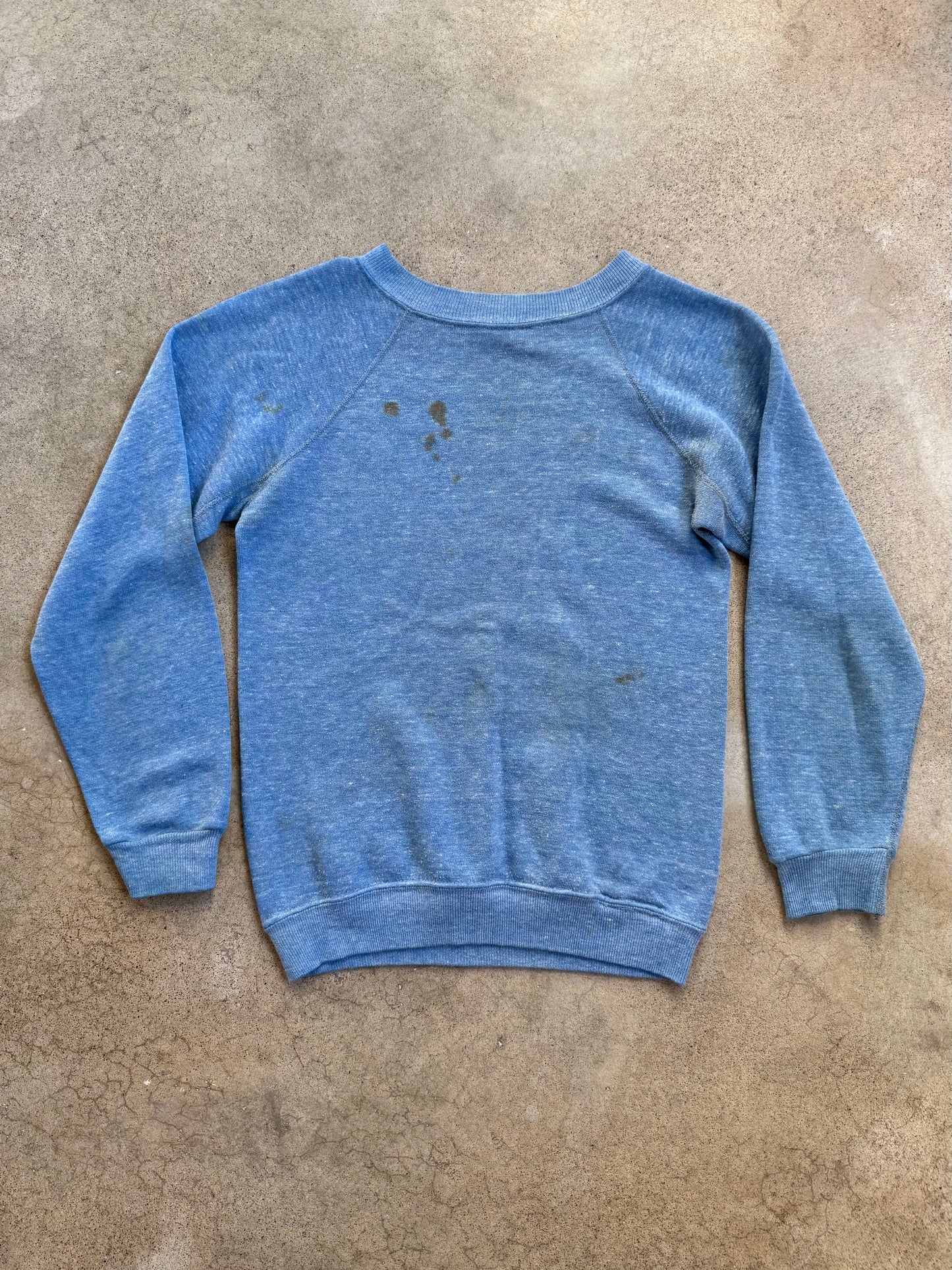 Vintage 1980s Heather Blue Worn Raglan Sweatshirt | XS