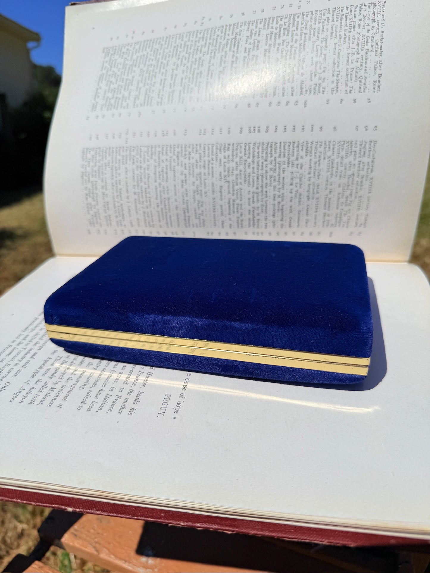 Vintage 1960s Mele & Co. Blue Velvet Travel Jewelry Case