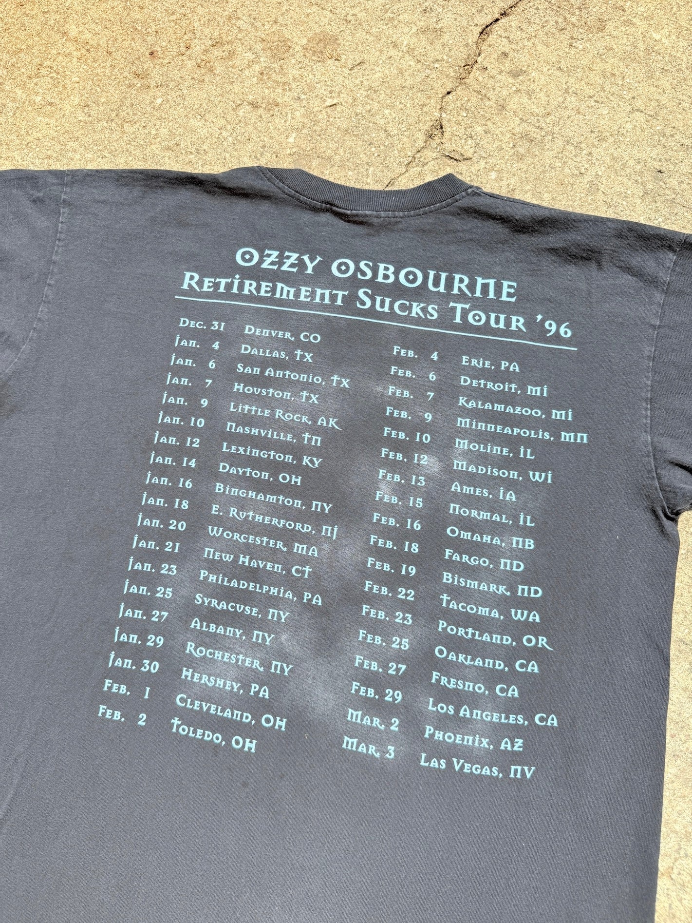Vintage 1995 Ozzy Osbourne Retirement Sucks Tour Black Band Tee | Large