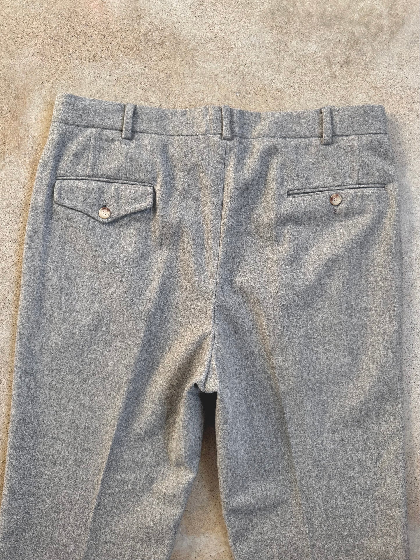 Vintage 1980s Polo Ralph Lauren Grey Wool Cuffed Trousers | Waist 36”