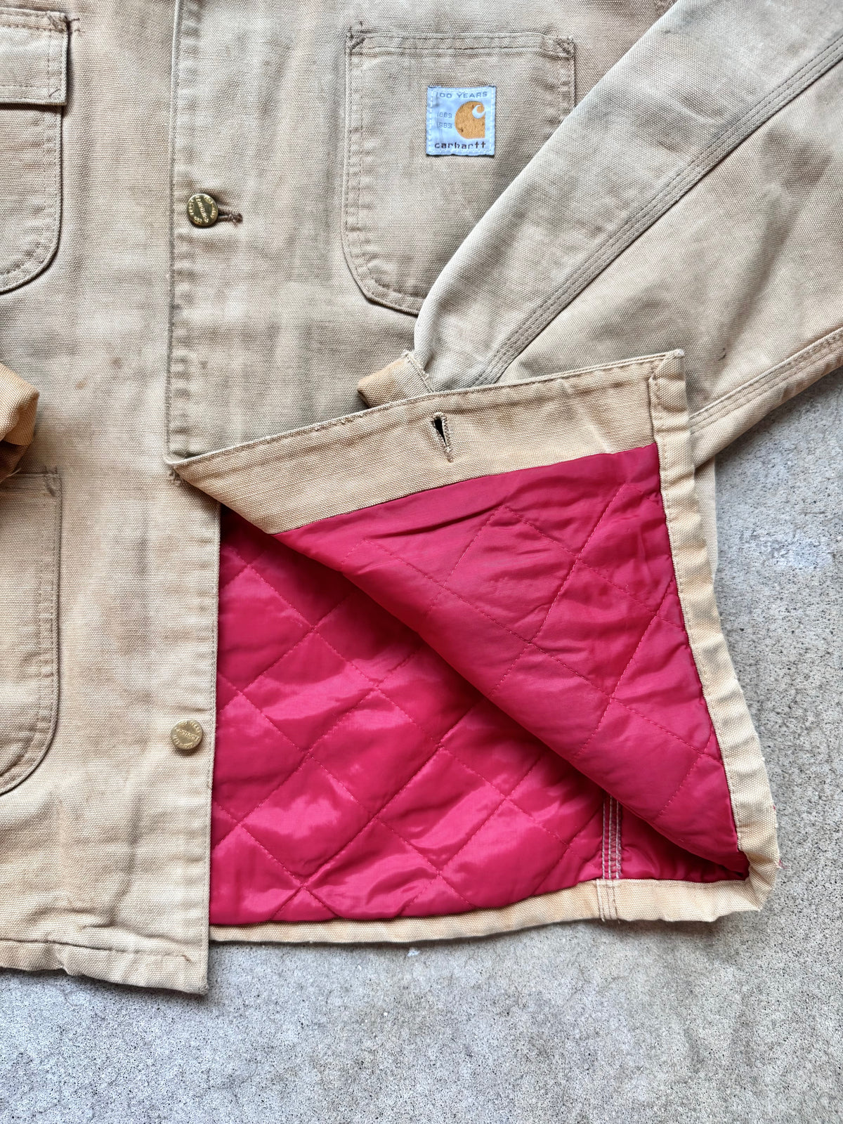 Vintage 1989 Carhartt “100 Years” Insulated Duck Canvas Hooded Chore Coat | Large