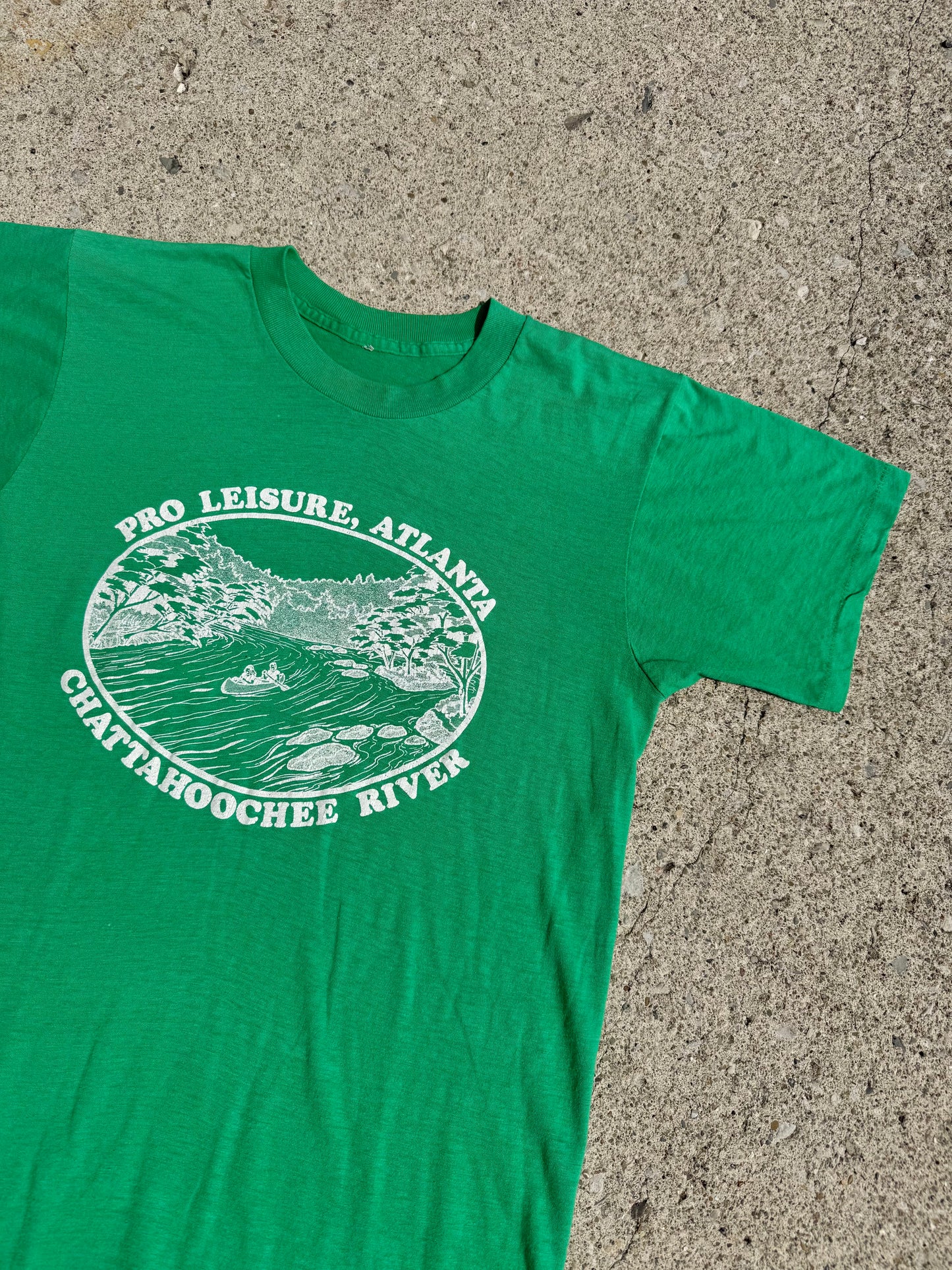 Vintage 1980s Green Chattahoochee River Two-Sided Graphic Tee | S/M