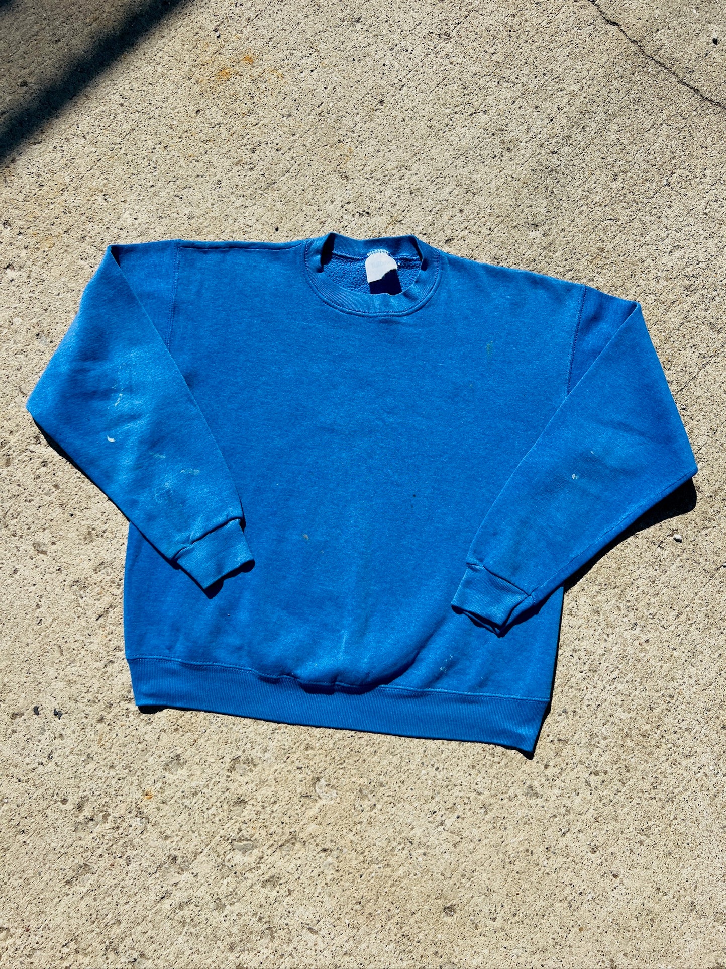 Vintage 1980s Tultex Worn Blue Crewneck Sweatshirt | Medium