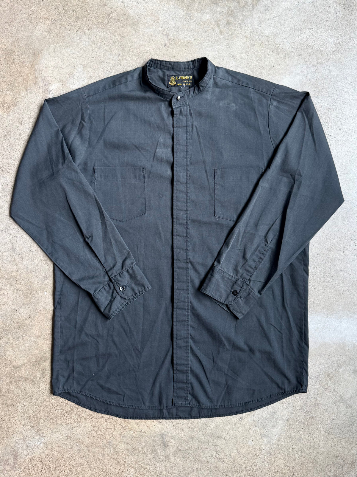 Vintage R.J. Toomey Co. Black Band Collar Clerical Shirt | Large