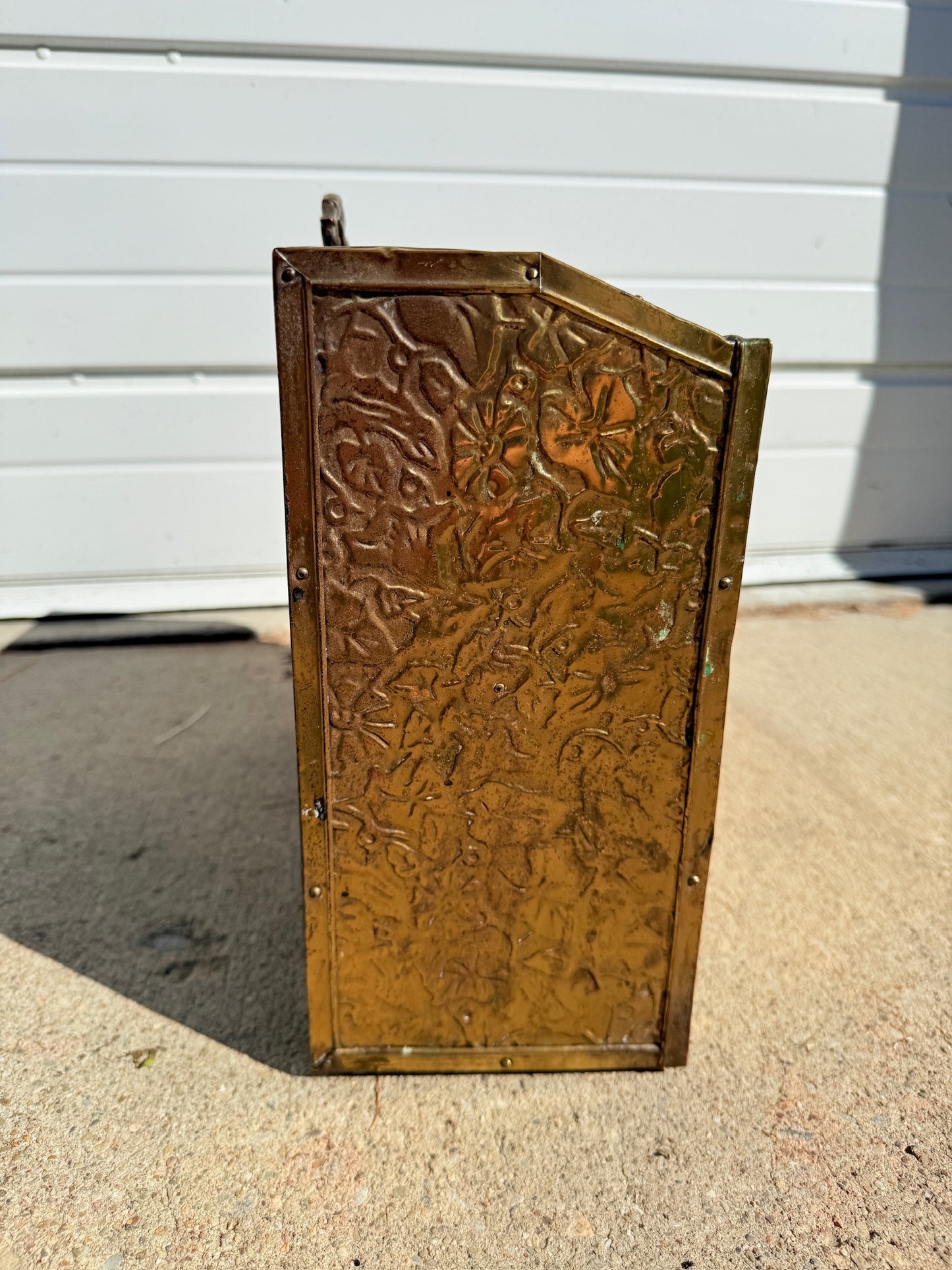 Vintage 1950s Brass & Wood Horse Magazine Holder