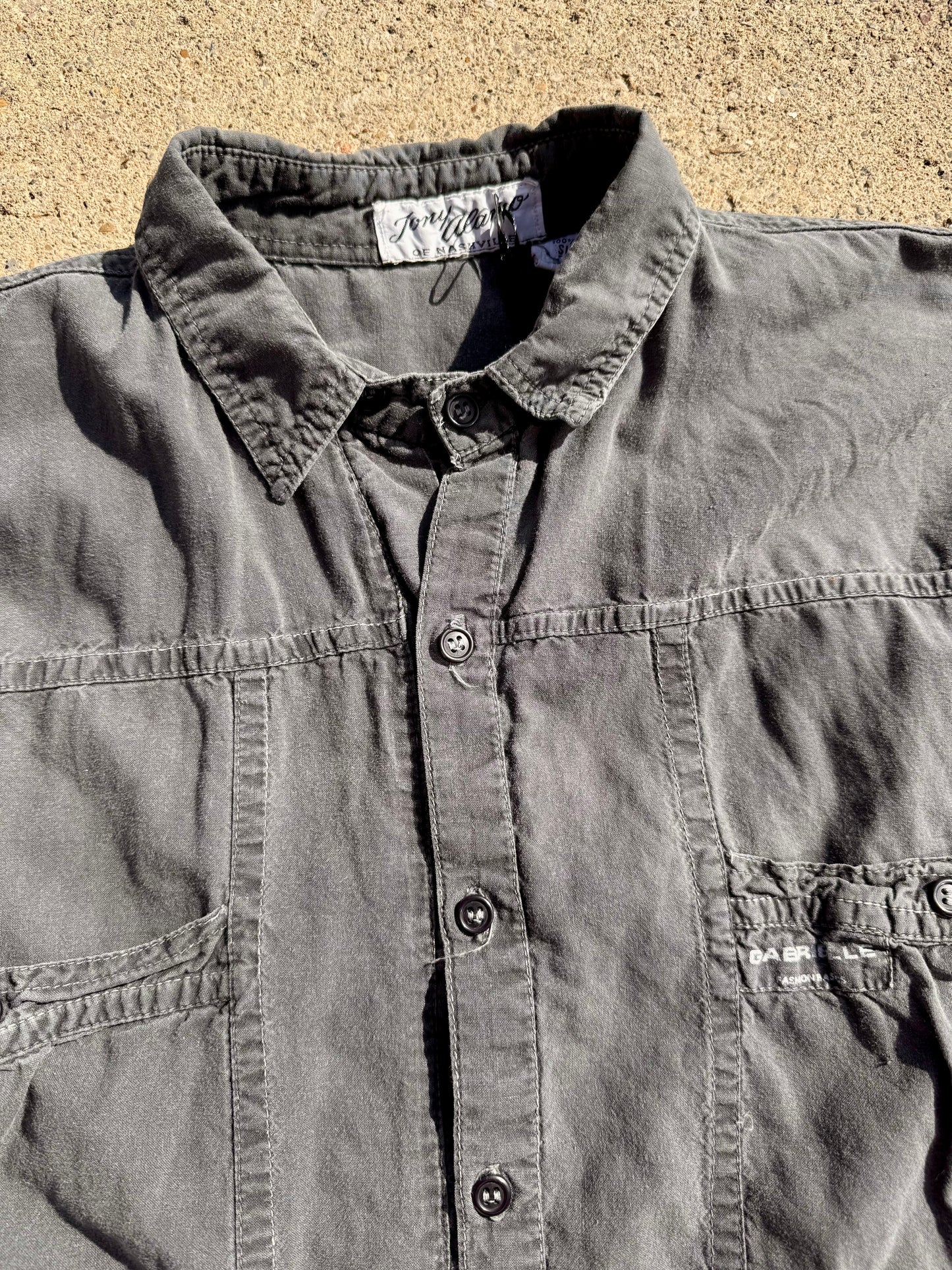 Vintage Tony Alamo of Nashville Grey Cotton Short Sleeve Utility Shirt | Large