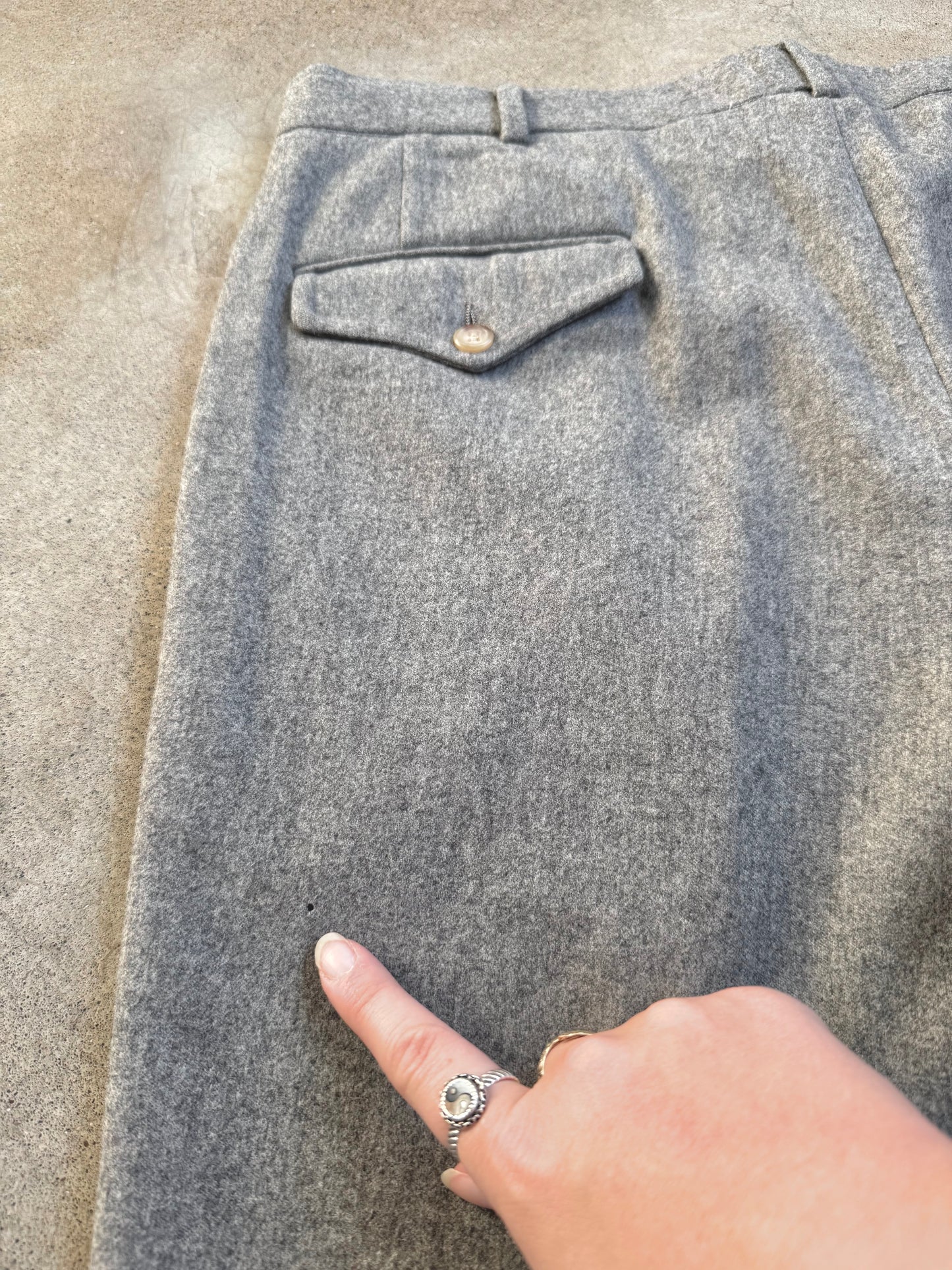 Vintage 1980s Polo Ralph Lauren Grey Wool Cuffed Trousers | Waist 36”