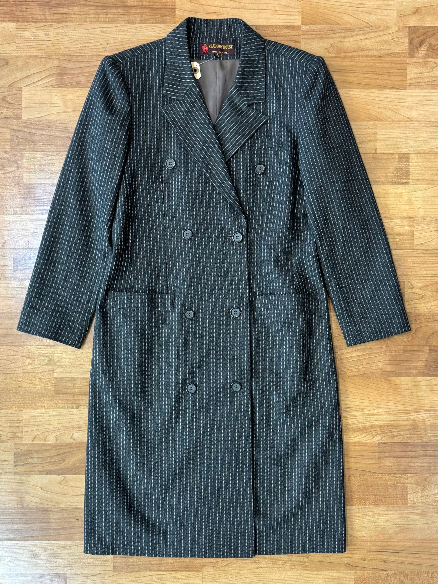 Vintage Peabody House Pinstripe Longline Jacket | Medium
