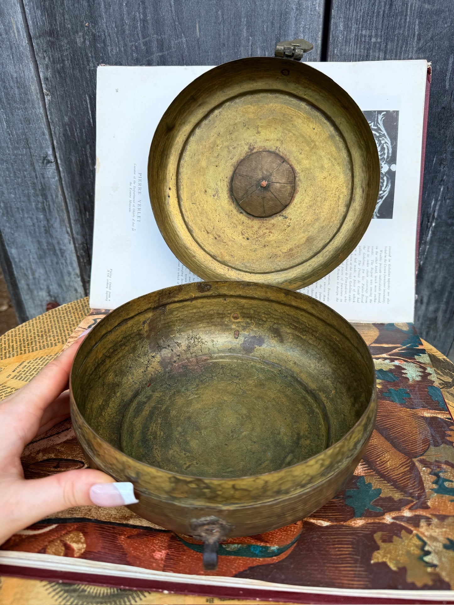 Antique Style Solid Brass Indian Chapati Round Box