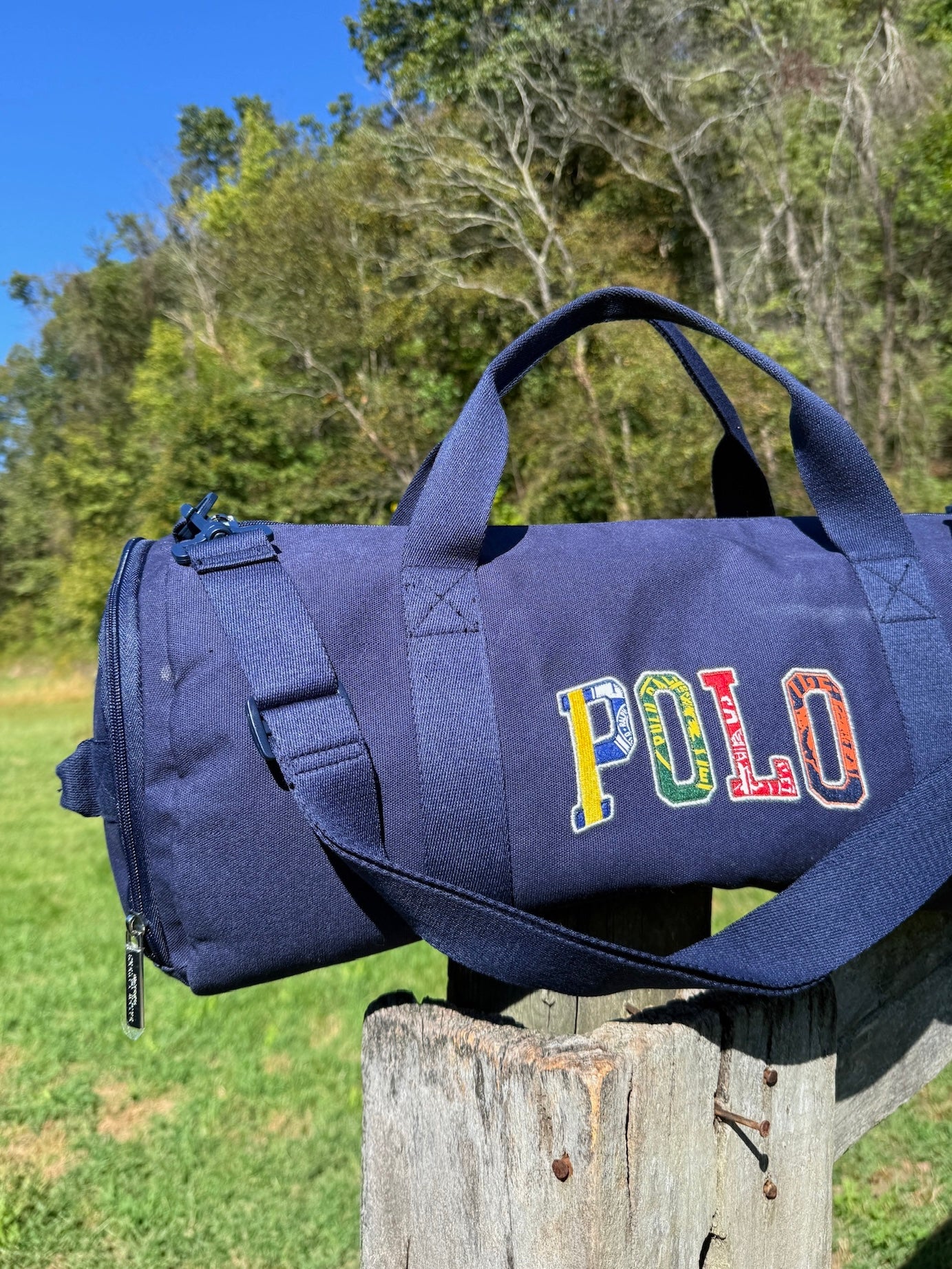 Polo Ralph Lauren Navy Blue Embroidered Duffle Bag