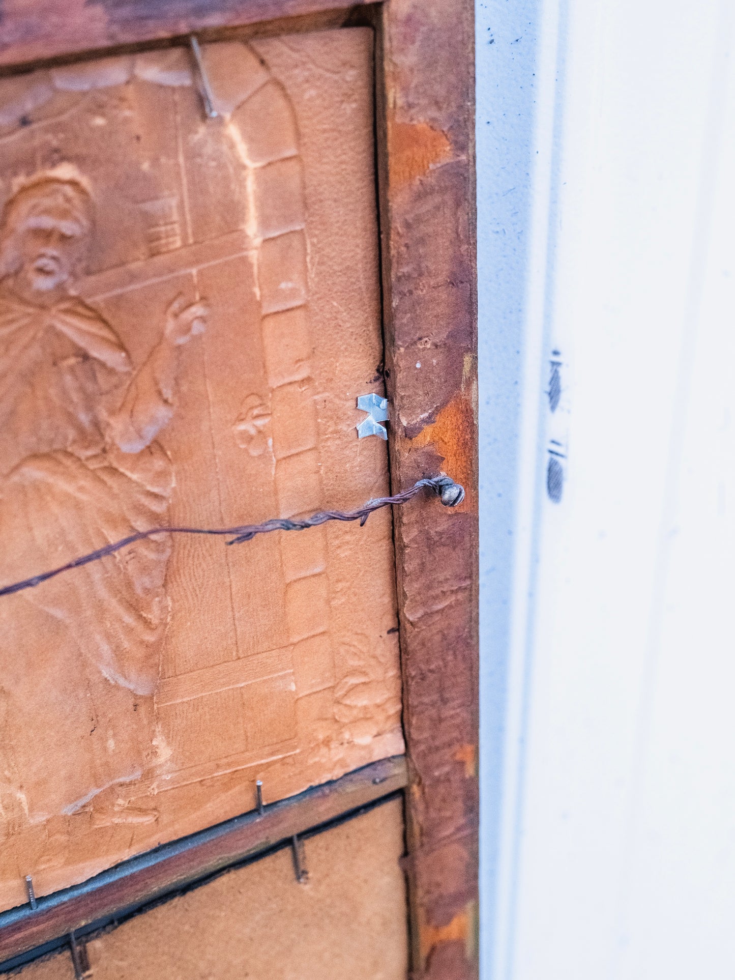 Antique 1900s Framed Jesus Christ Trumeau Mirror