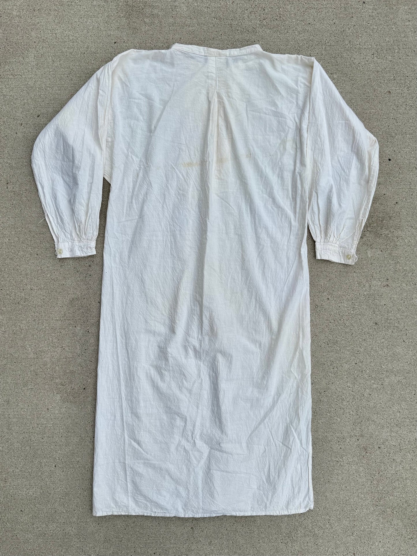 Vintage 1960s White Embroidered High-Neck Cotton Dress | Medium