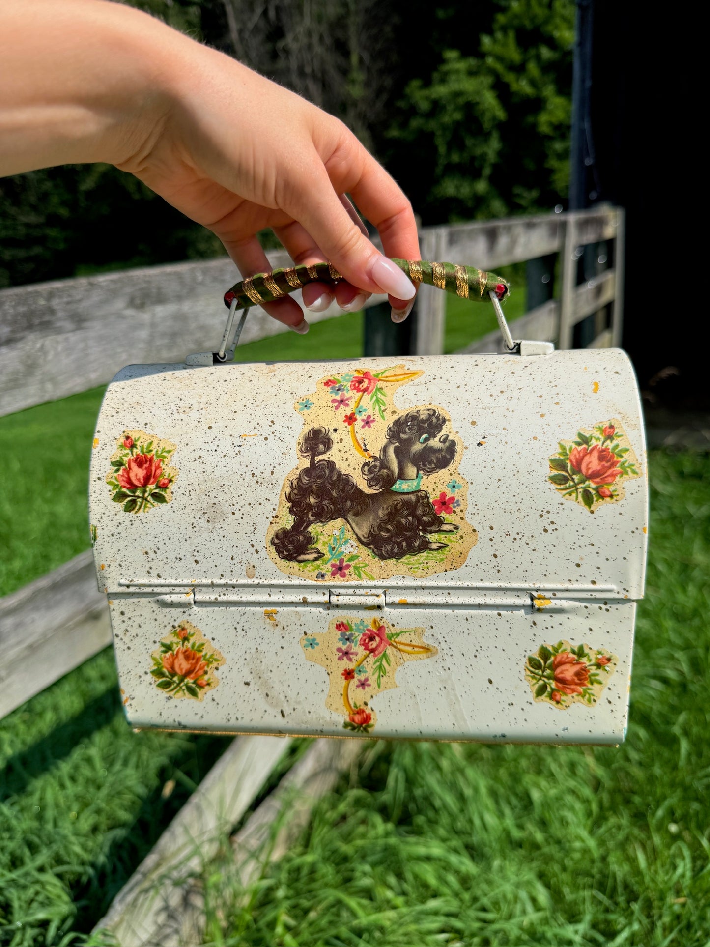 Vintage 1950s Poodle Print Toolbox Handbag