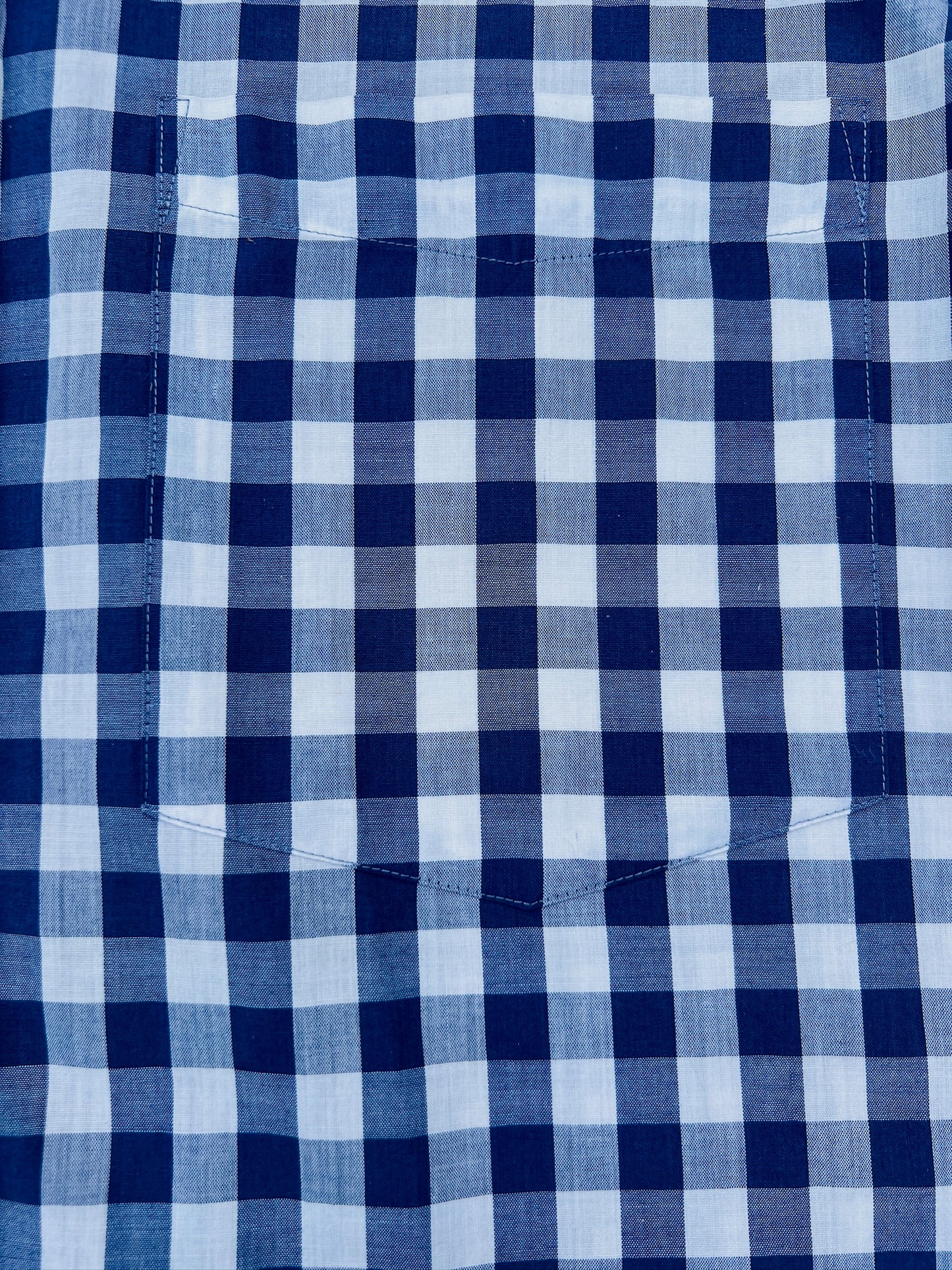 Vintage 1980s Etienne Aigner Blue Gingham Short Sleeve Button Down Shirt | Medium