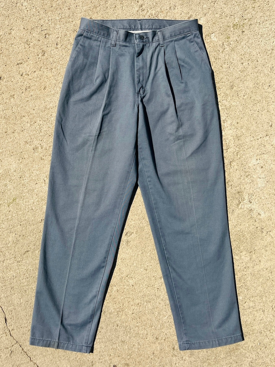 Vintage 1990s Lee Grey Pleated Cotton Trousers | Waist 33”