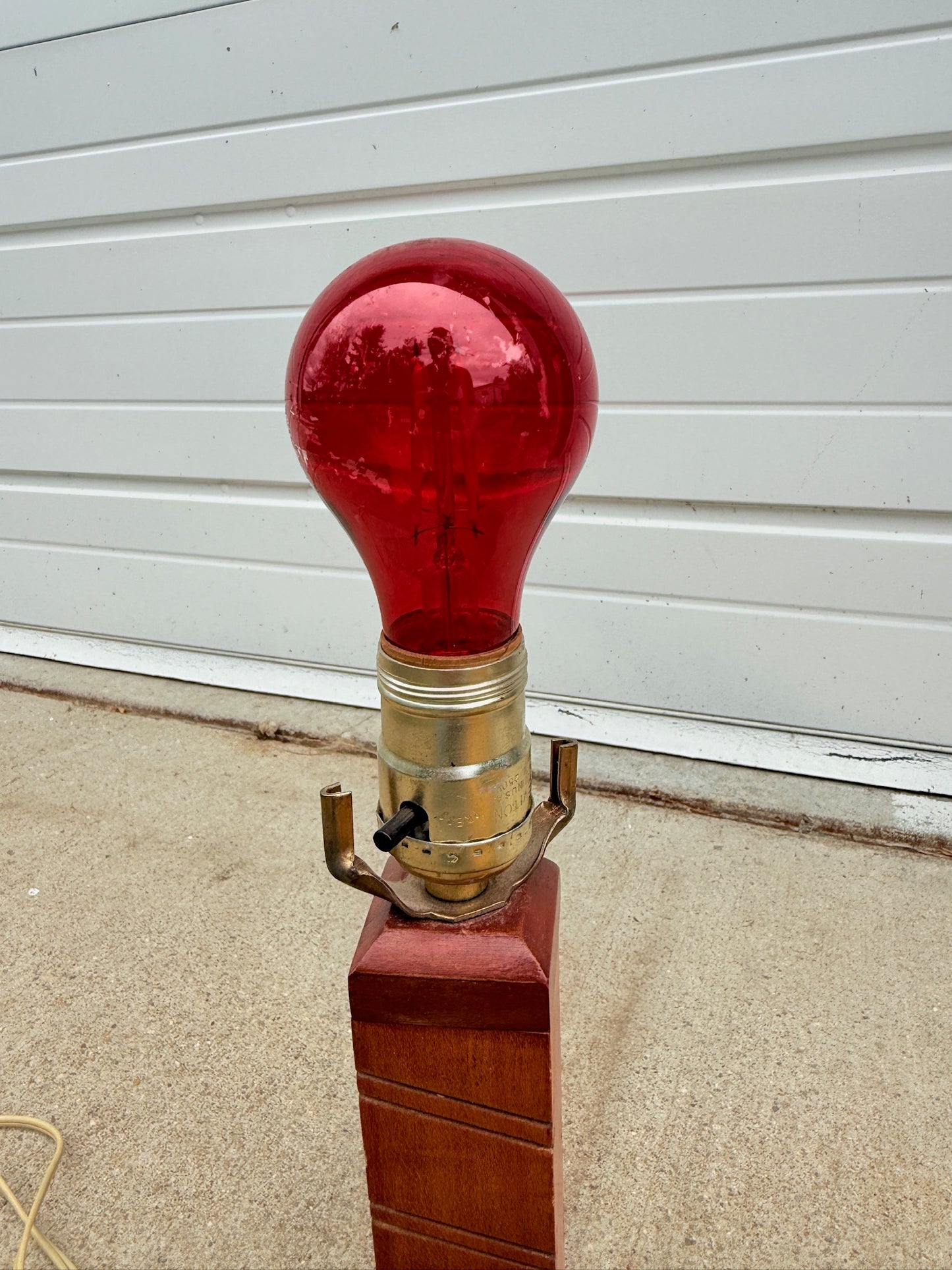 Vintage 1960s Wooden South American “Sleeping Worker” Table Lamp