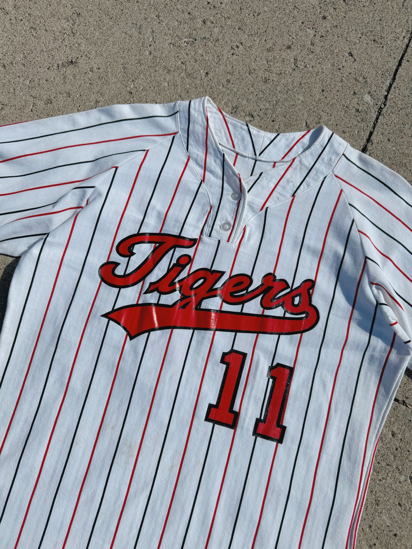 Vintage 1980s Ripon Deadstock Tigers Striped Baseball Tee | XL