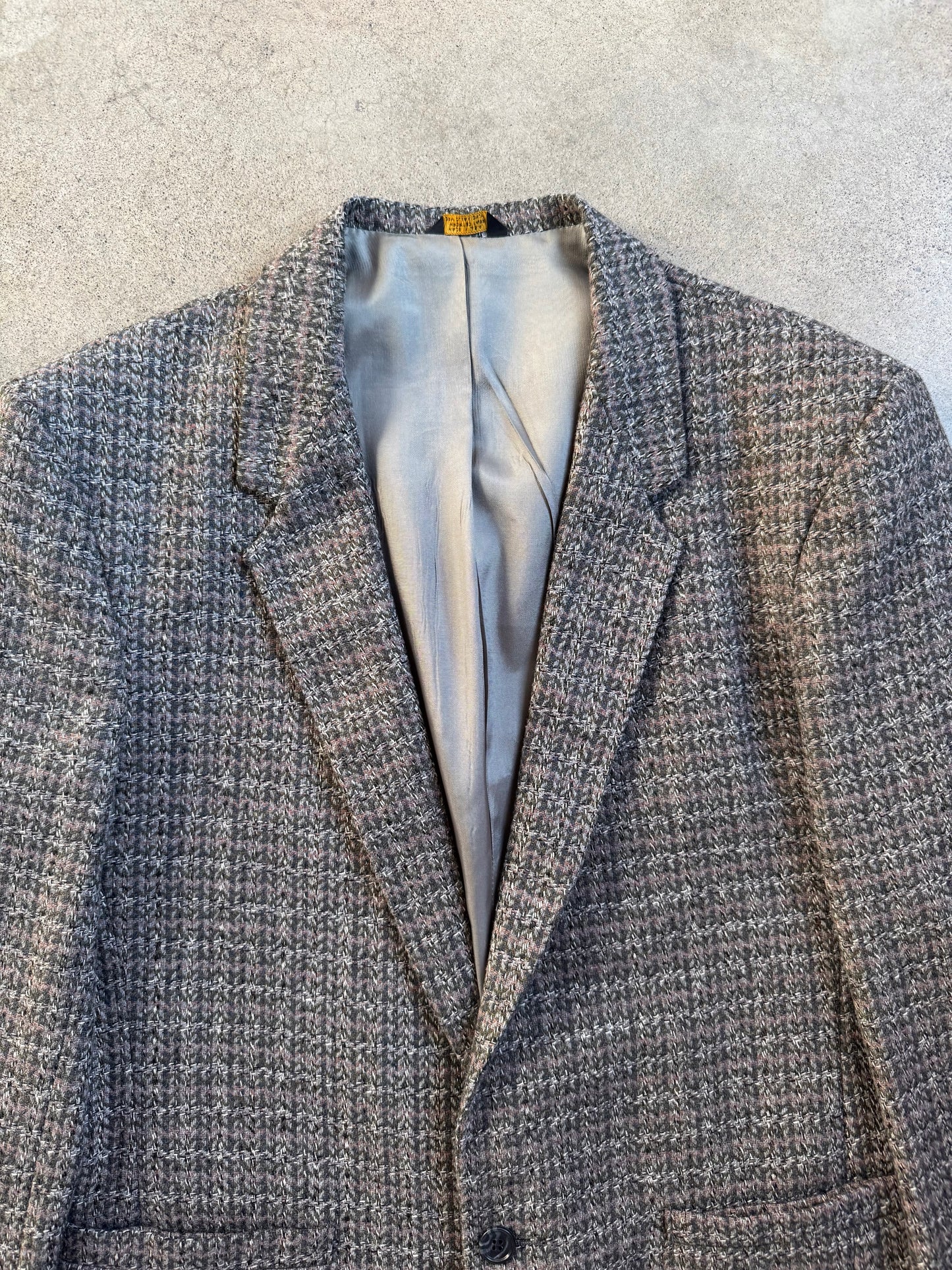 Vintage 1980s Public Notices Grey Wool Tweed Sport Coat | 40