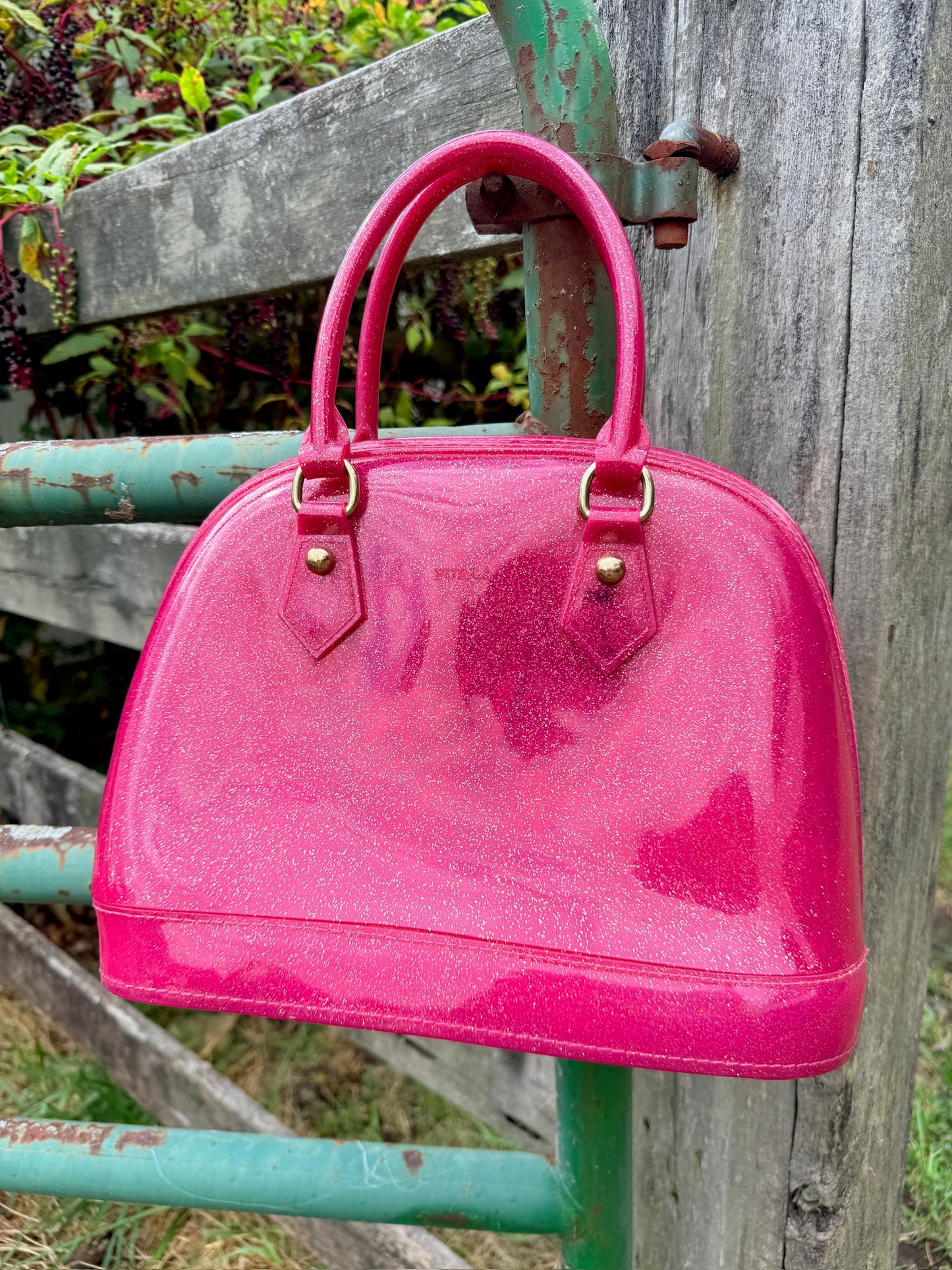 Furla Pink Candy Glitter Jelly Top Handle Bag