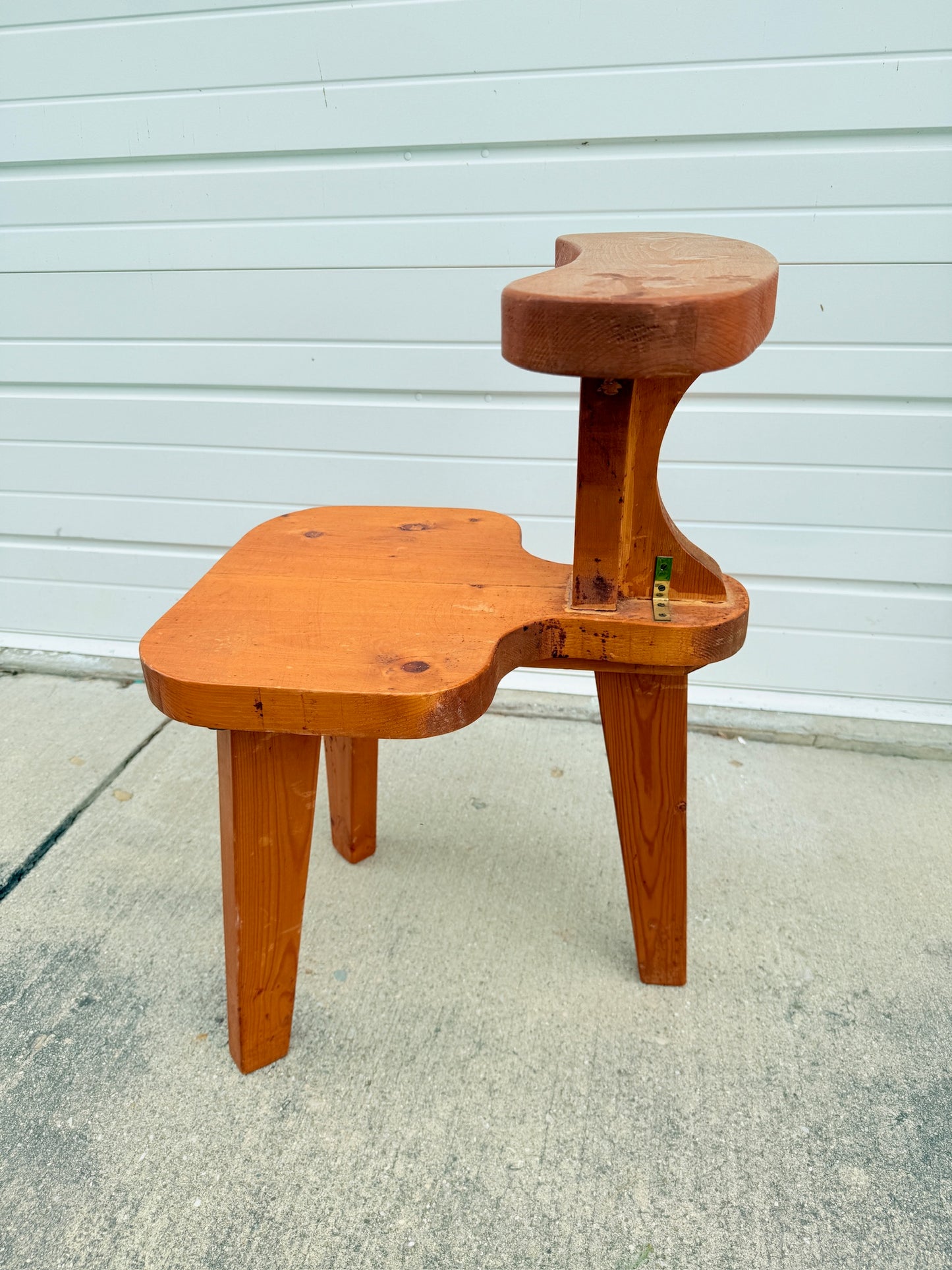 Vintage Wooden Three Legged Smokers Chair