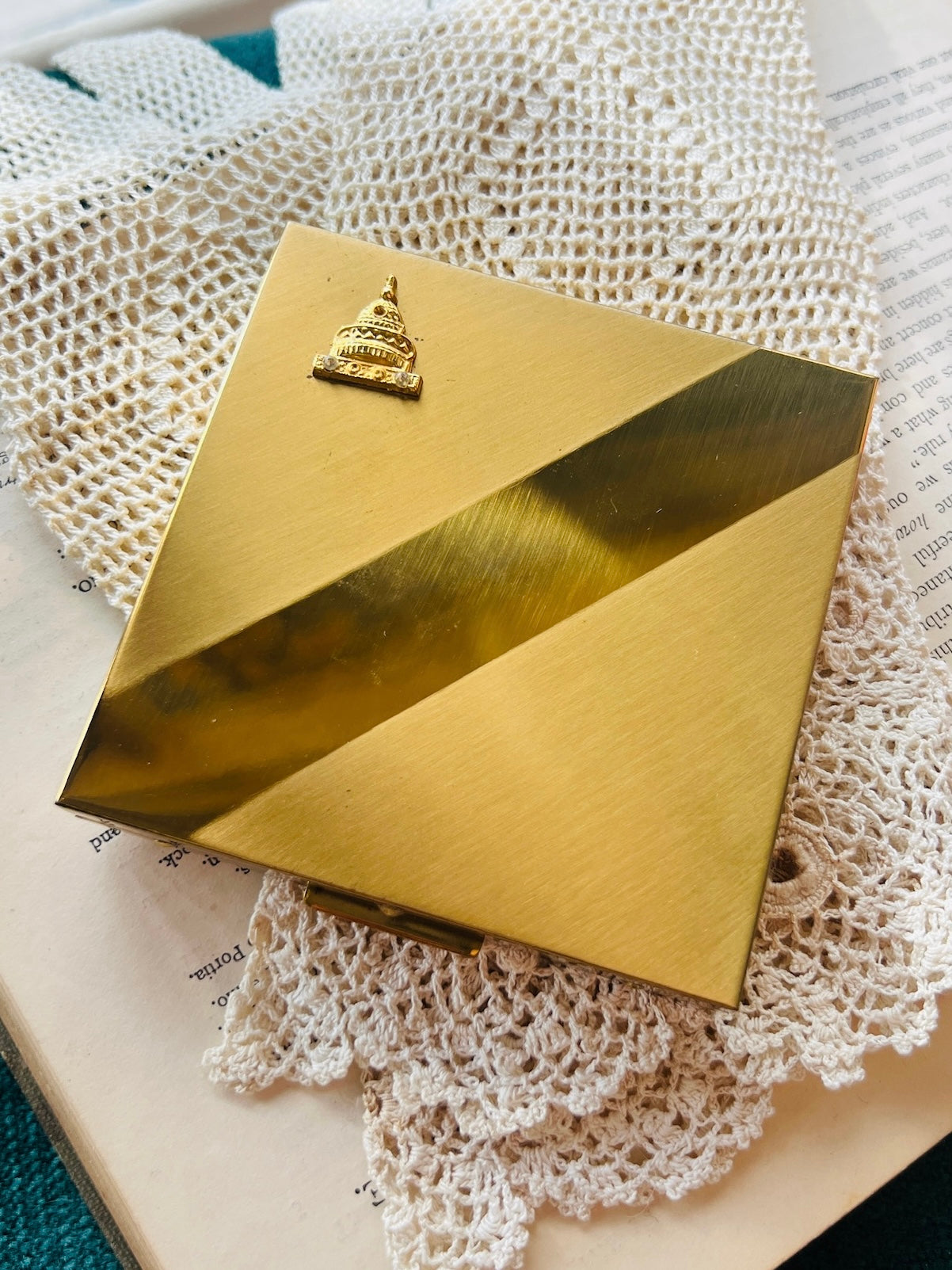 Vintage 1950s Brass Makeup Compact