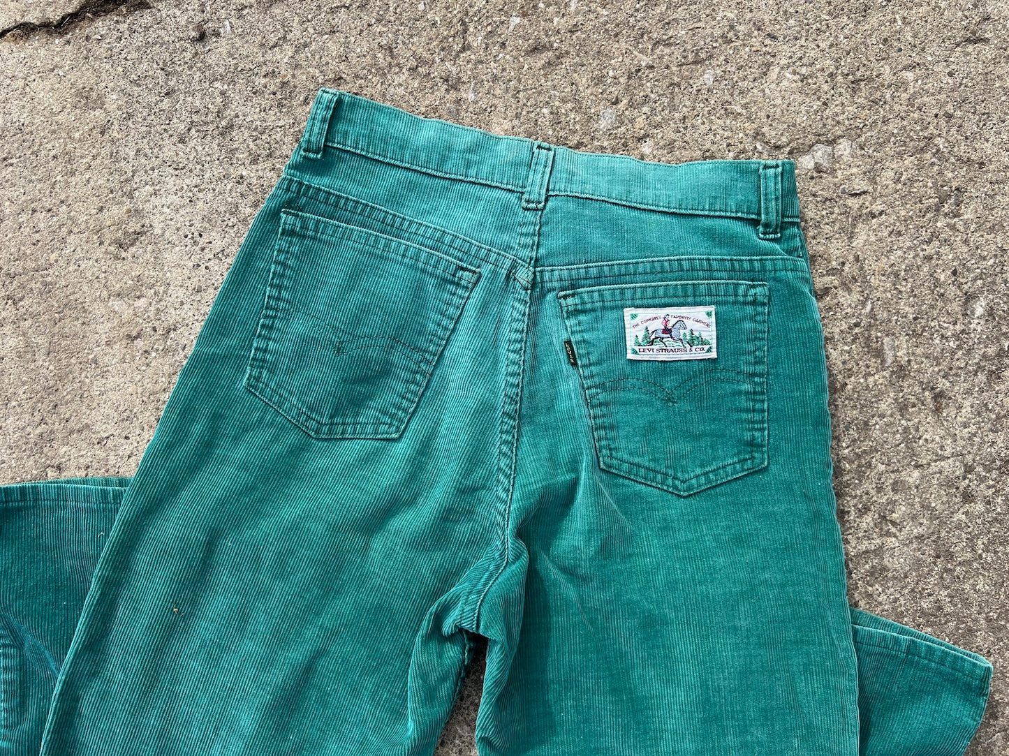 Vintage Rare Levi's "Cowgirl’s Favorite Garment" Green Corduroy Pants | Waist 27”