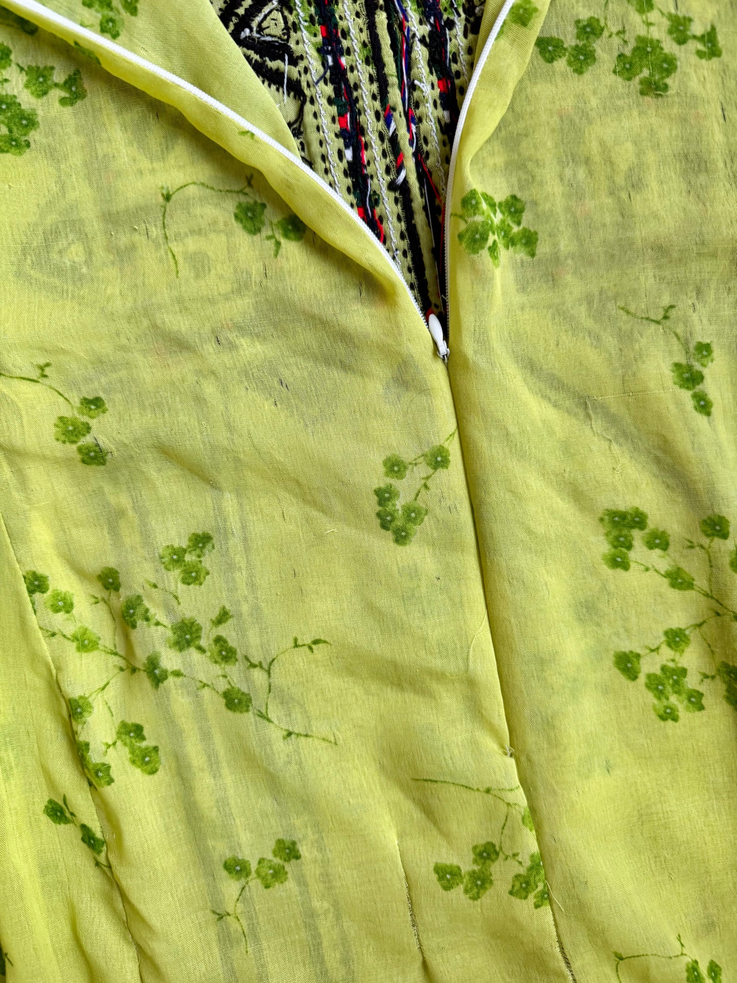 Vintage Green Afghan Balochi Embroidered Dress | Medium