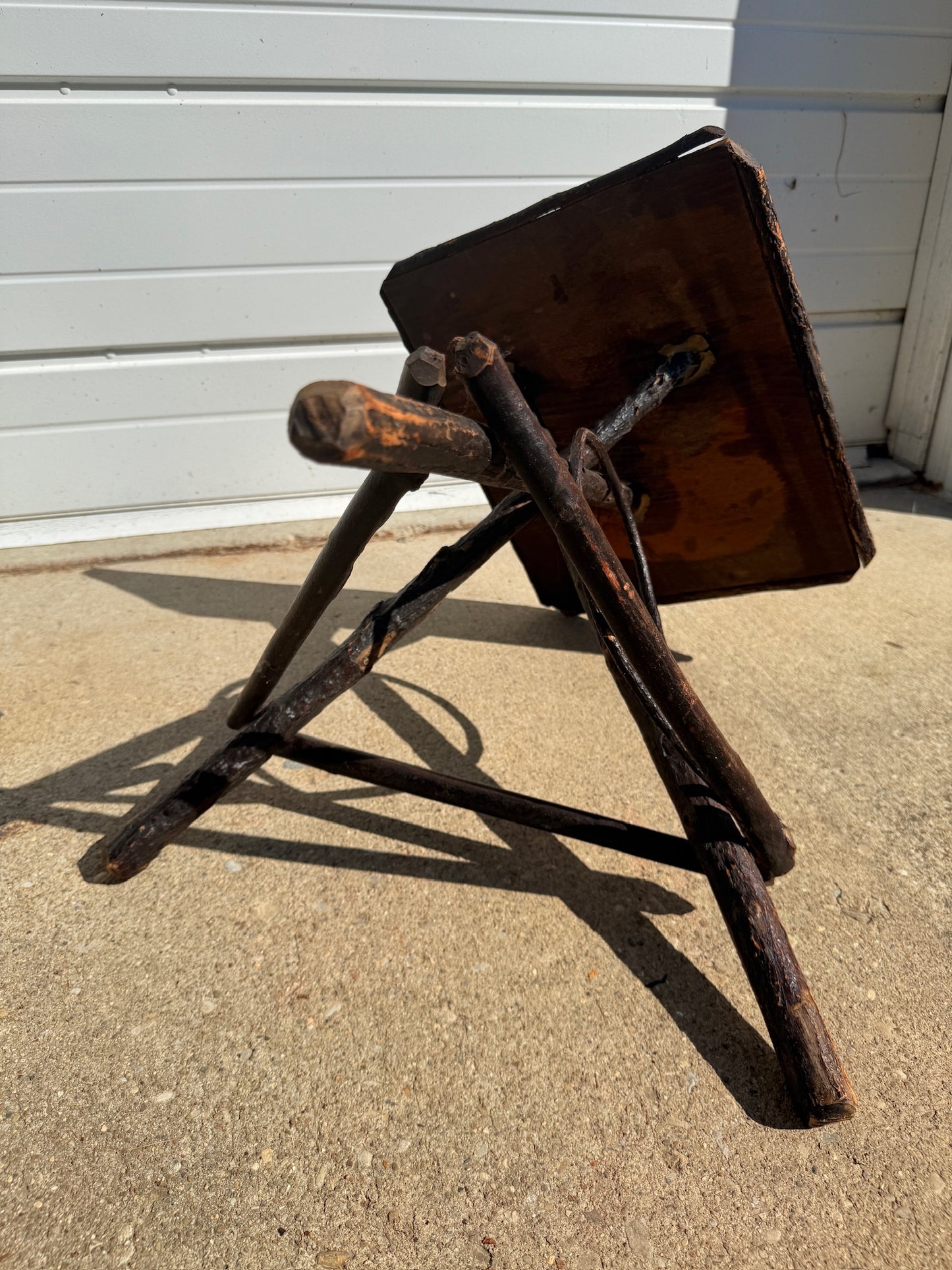 Antique Hand-Painted Adirondack Willow Twig Side Table