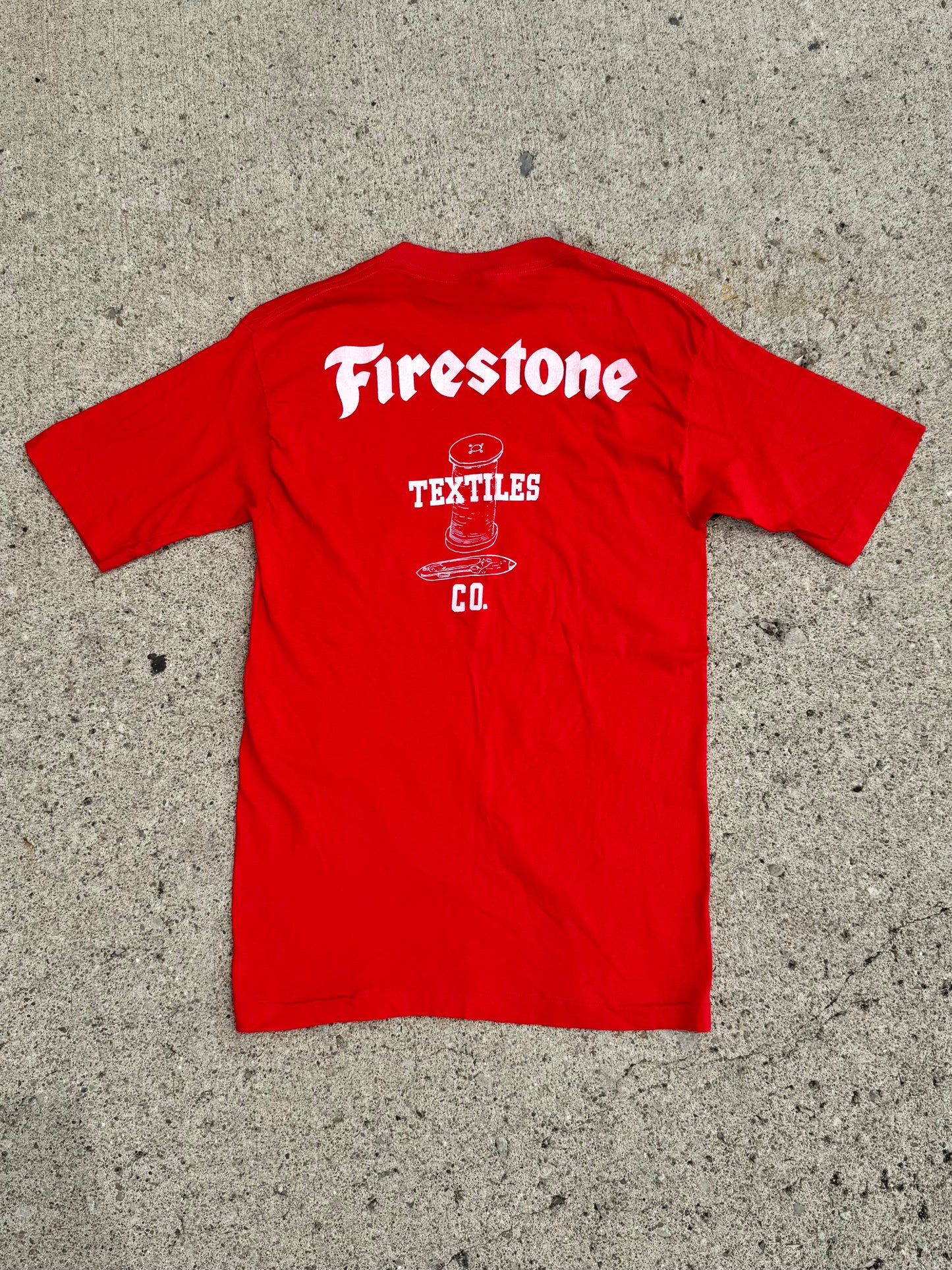 Vintage 1980s Firestone "Safety is a Habit" Red Graphic Tee | Medium