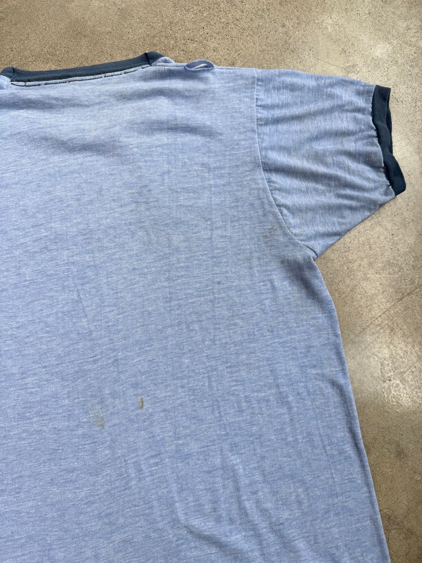 Vintage 1980s “I Slept on Ft. Walton Beach” Blue Ringer Tee | Medium
