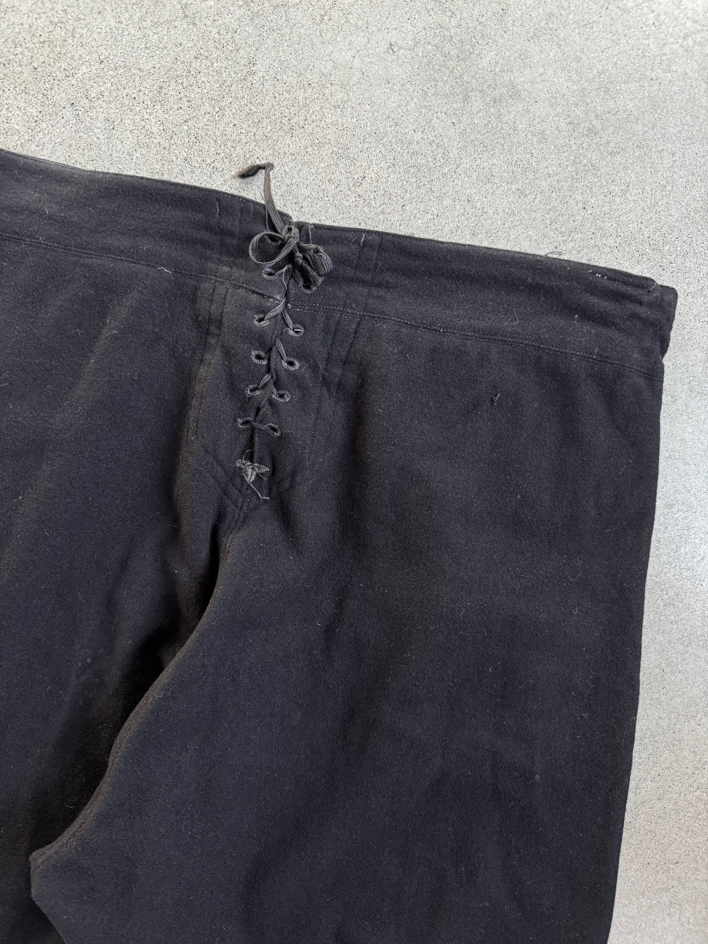 Vintage 1950s Military Issue Coast Guard Black Wool Sailor Pants | Large