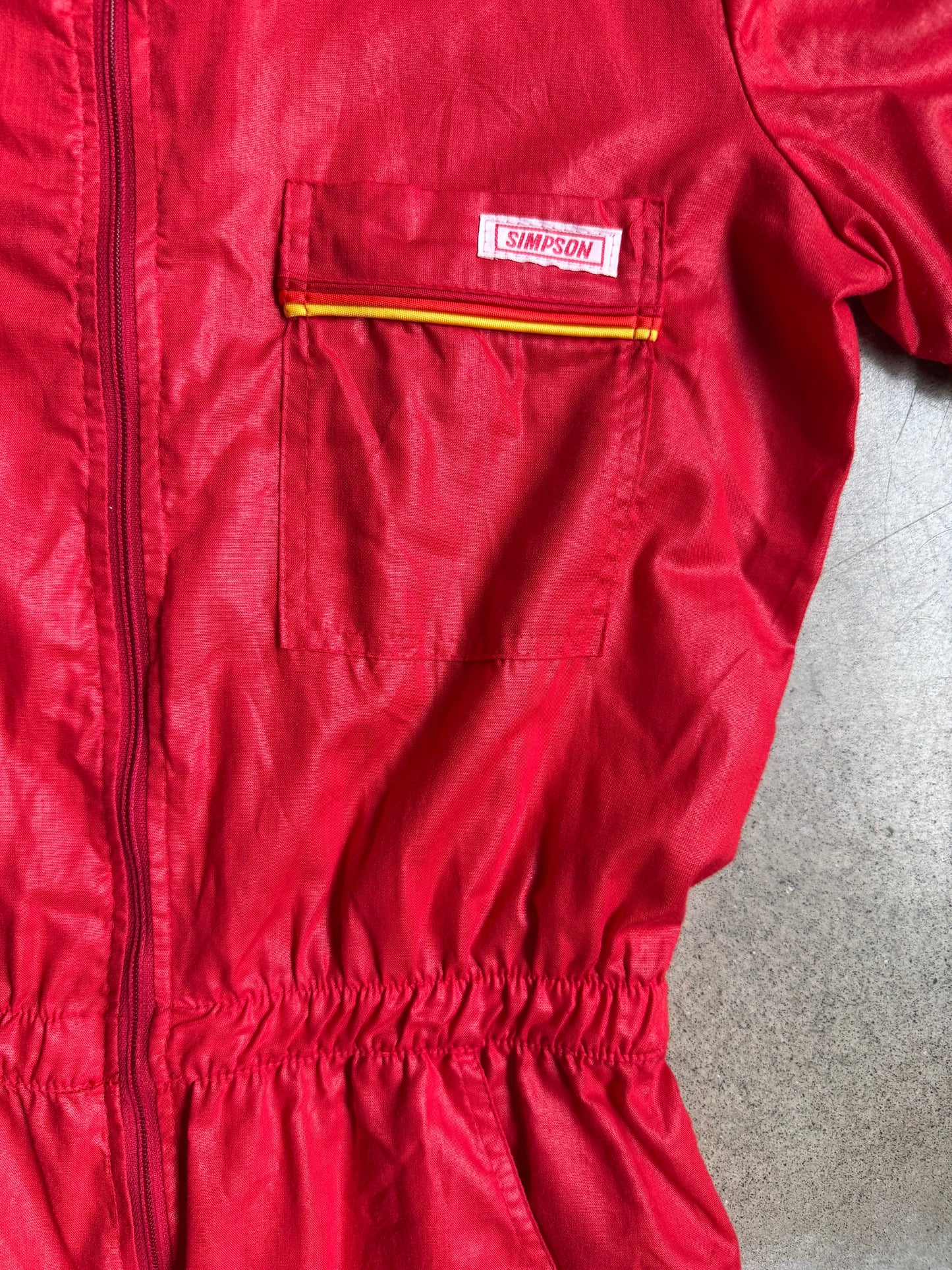 Vintage 1970s Simpson Racing Red Short Sleeve Jumpsuit | XS/S