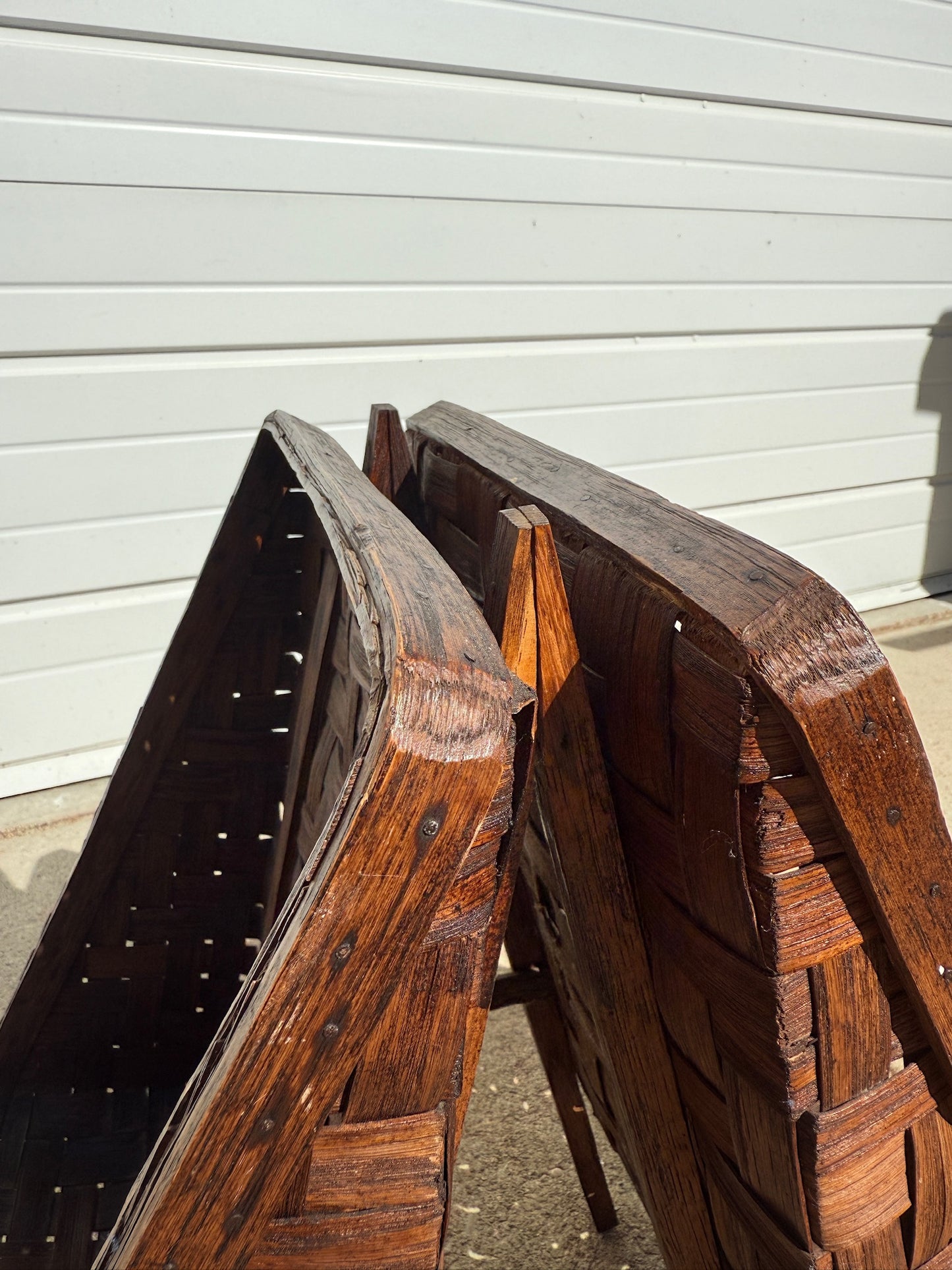 Antique 1920s Handmade Woven Two-Sided Magazine Rack