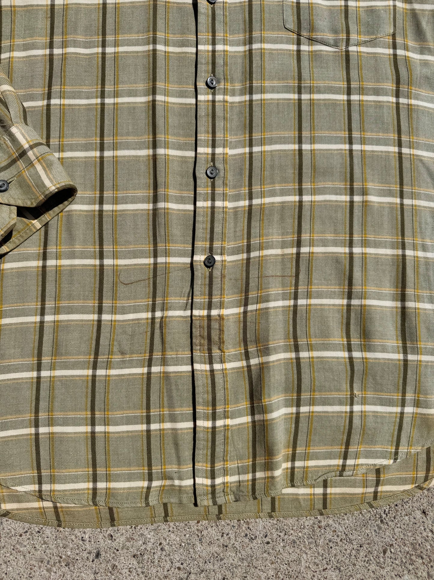 Vintage 1990s Viyella Green Plaid Wool Blend Button-Up Shirt | XL