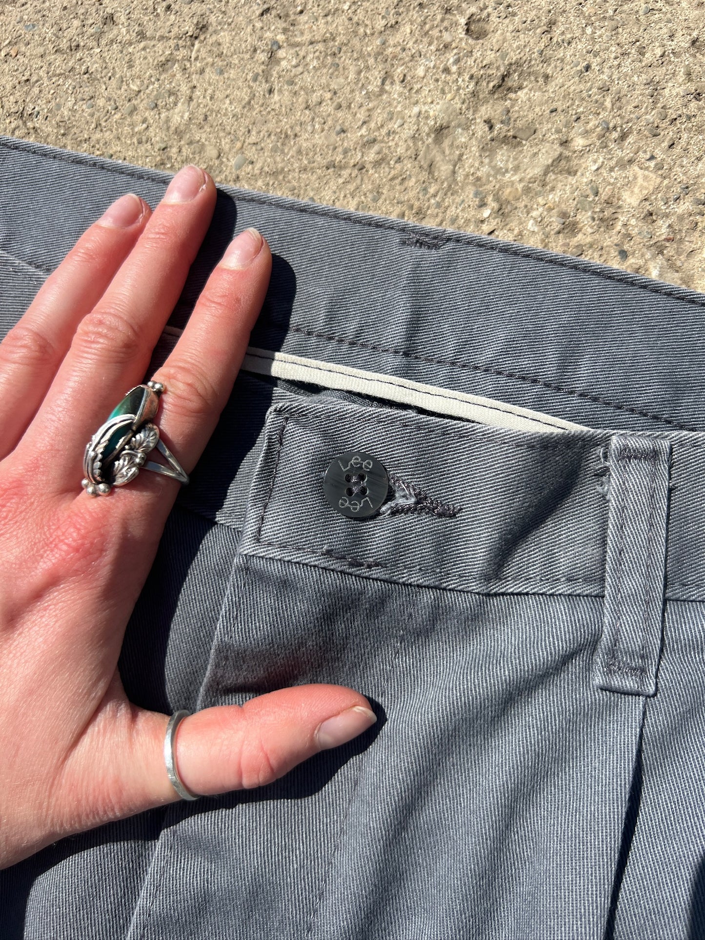 Vintage 1990s Lee Grey Pleated Cotton Trousers | Waist 33”