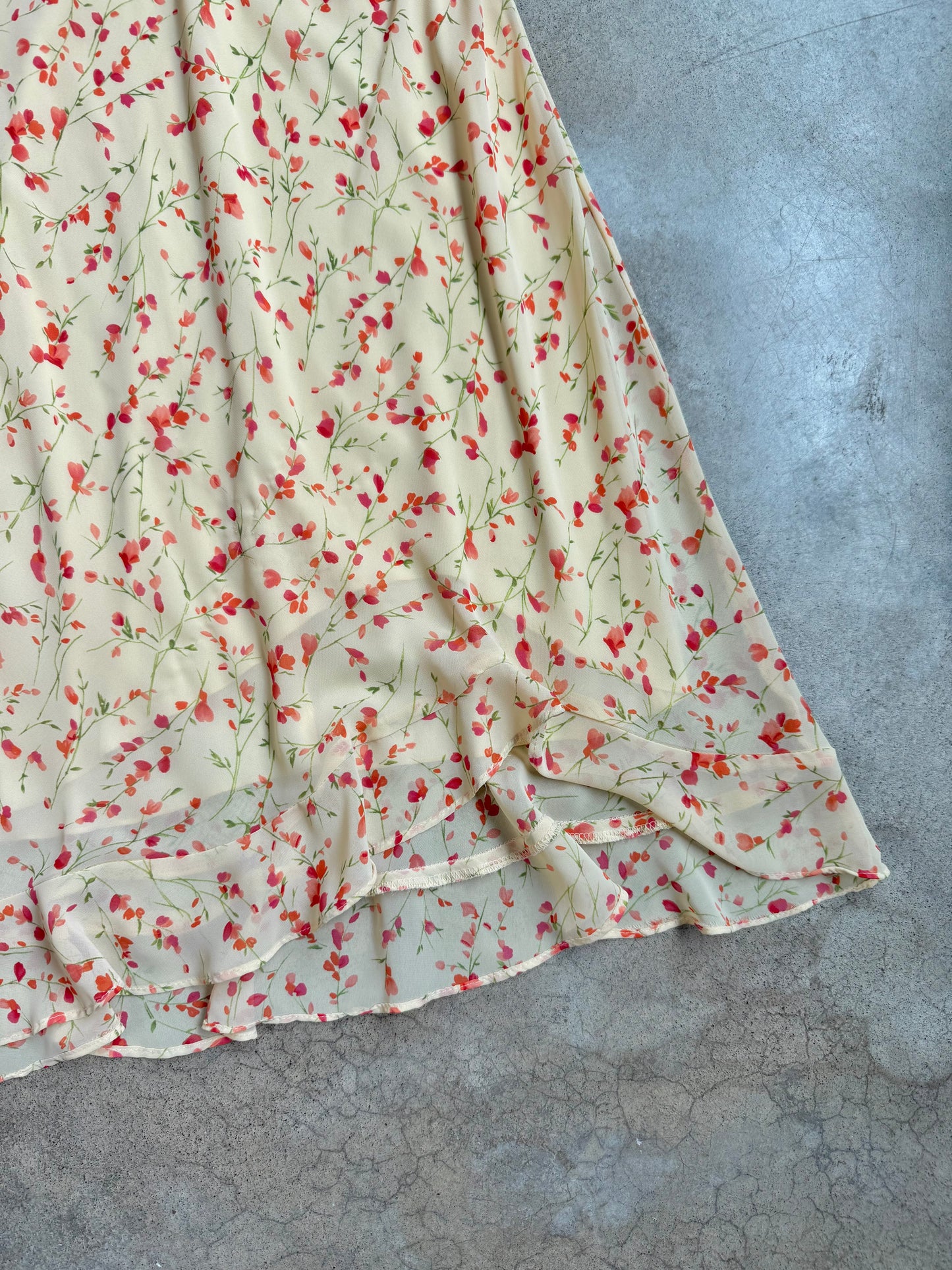 Vintage 1990s Alyn Paige Yellow Floral Summer Dress | Small